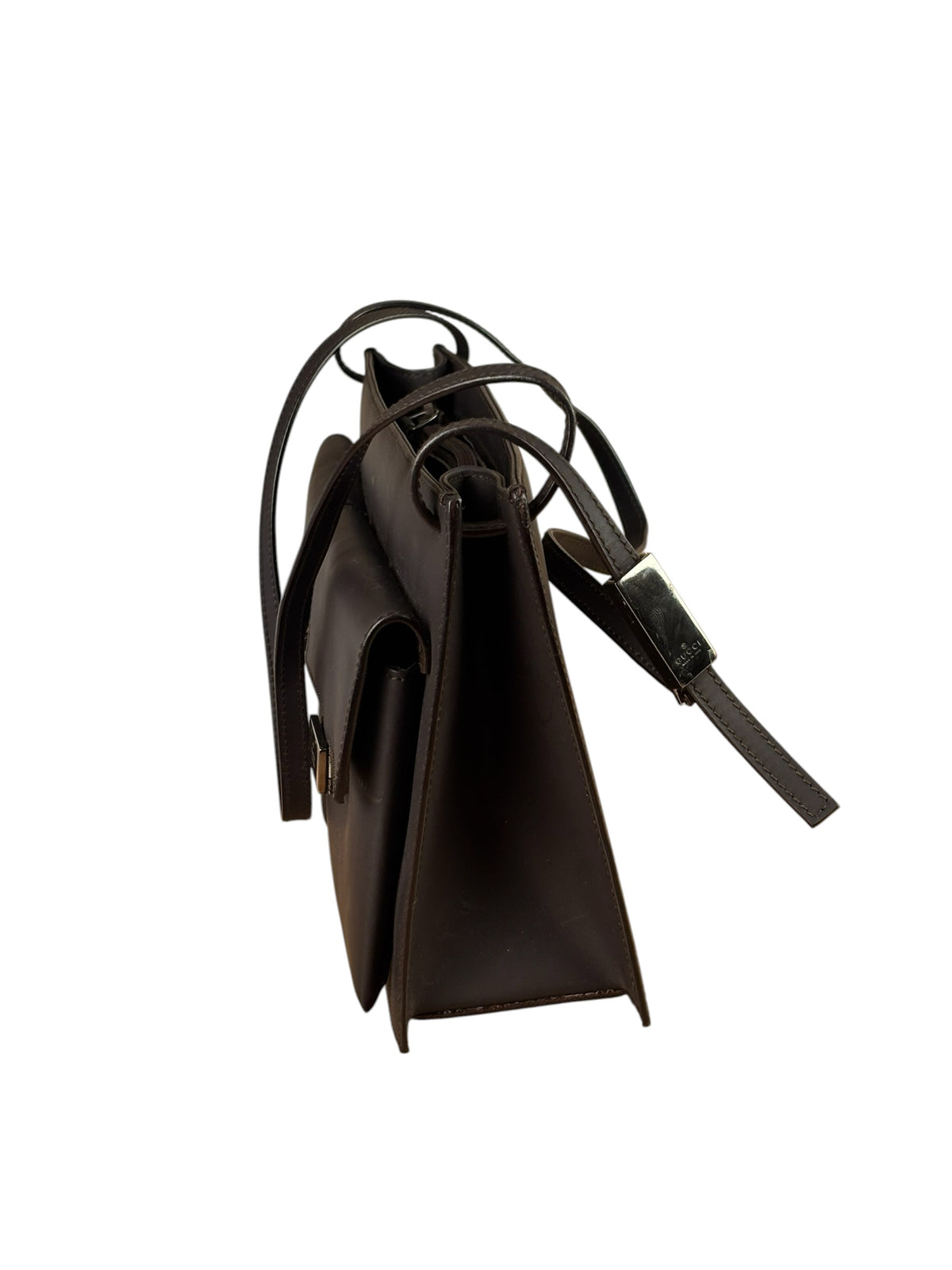 Gucci Wine Leather Double Pocket Shoulder Bag