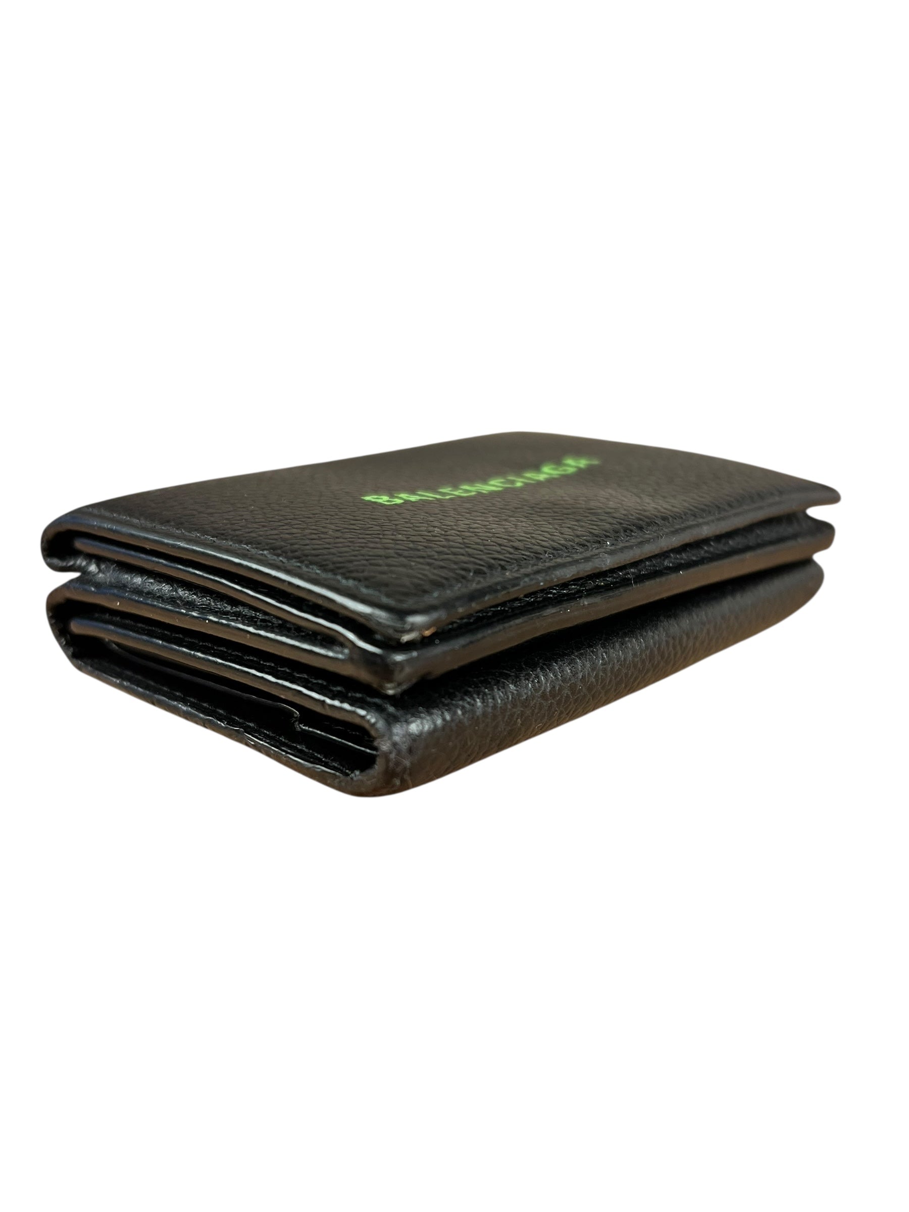 Balenciaga Black Neon Logo Compact Wallet