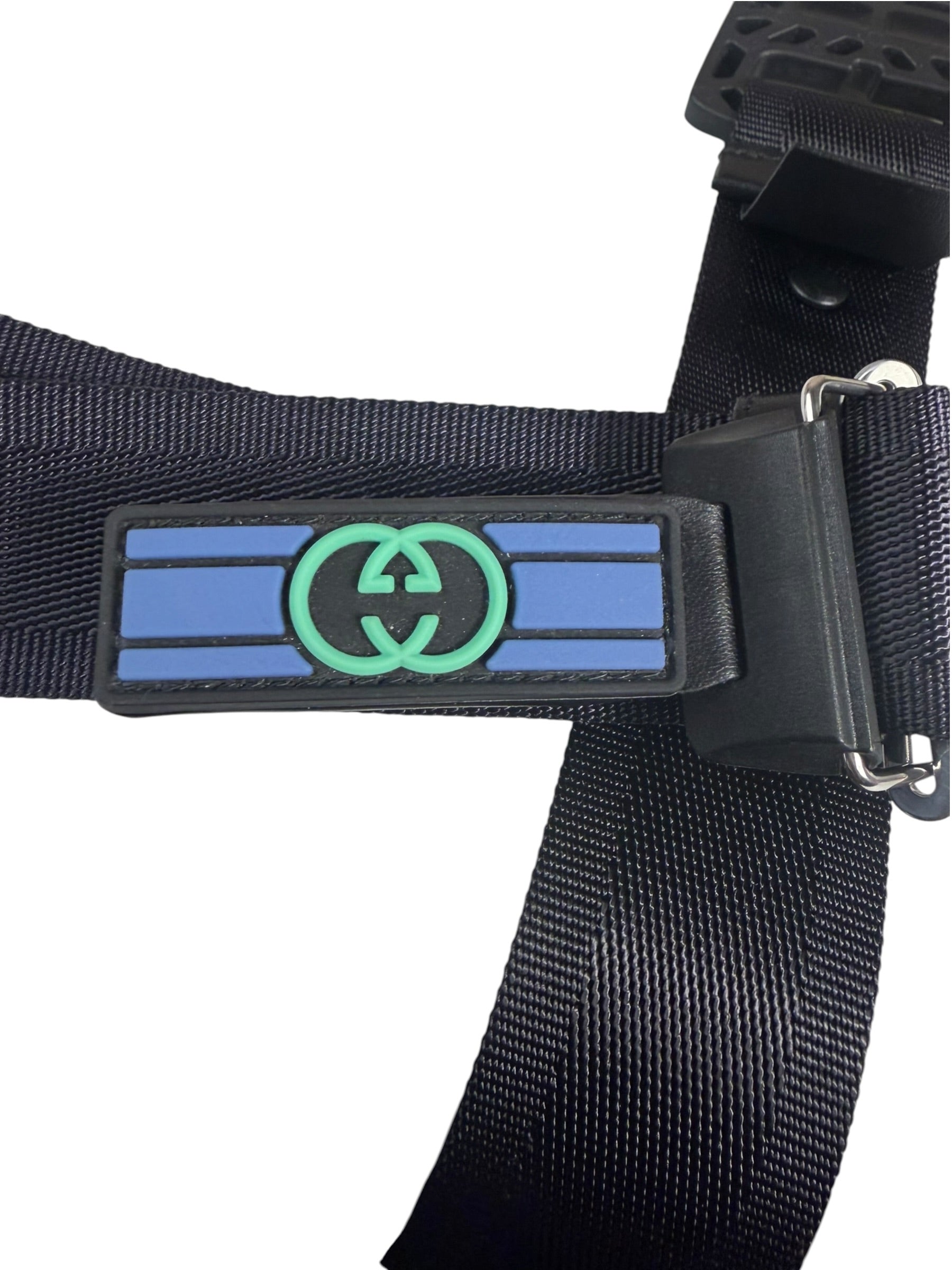 Gucci Purple/Black Leather Trim Nylon Webbing Ladder Lock Belt