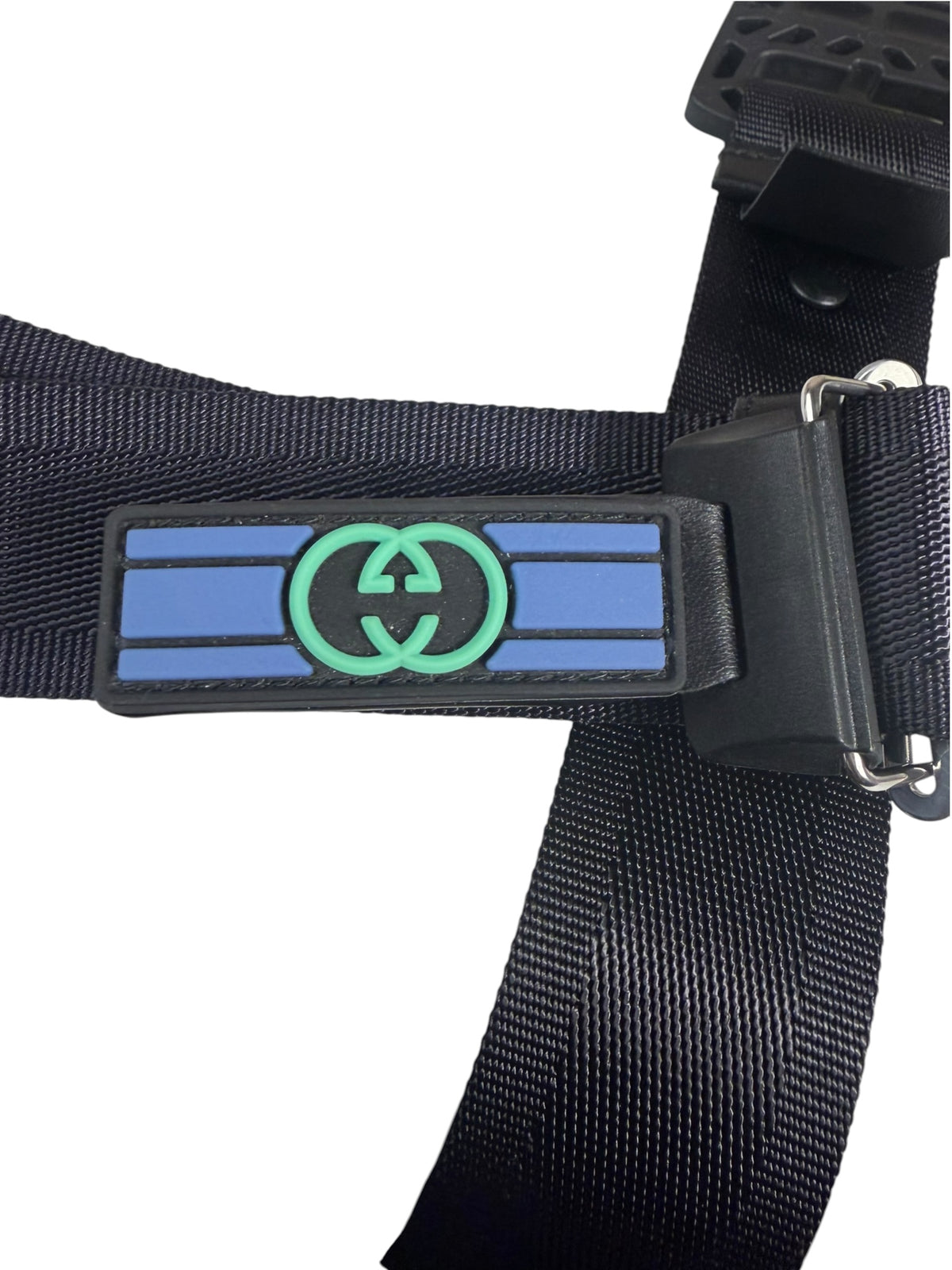 Gucci Purple/Black Leather Trim Nylon Webbing Ladder Lock Belt
