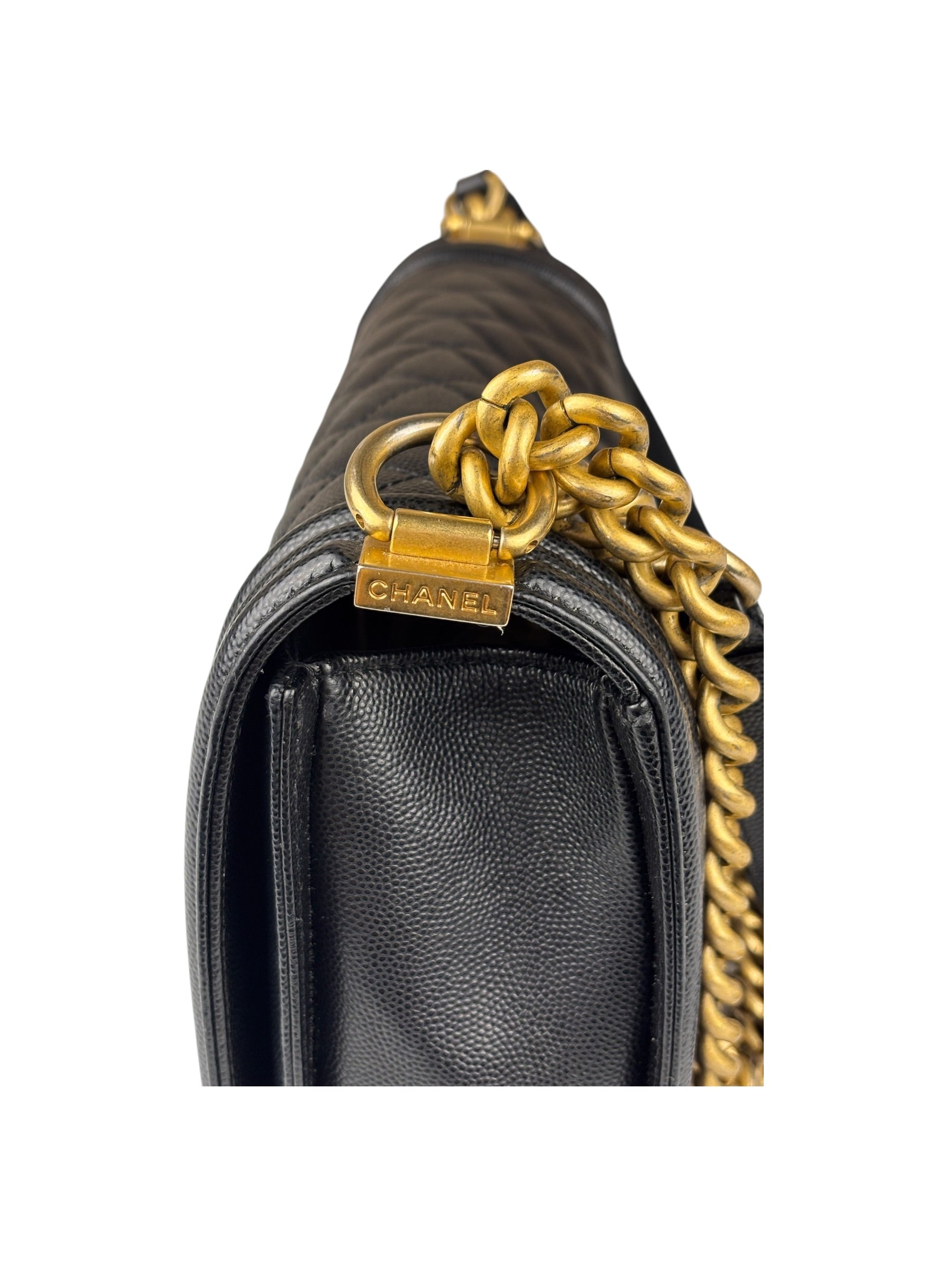 Chanel Black Caviar Leather Boy Bag