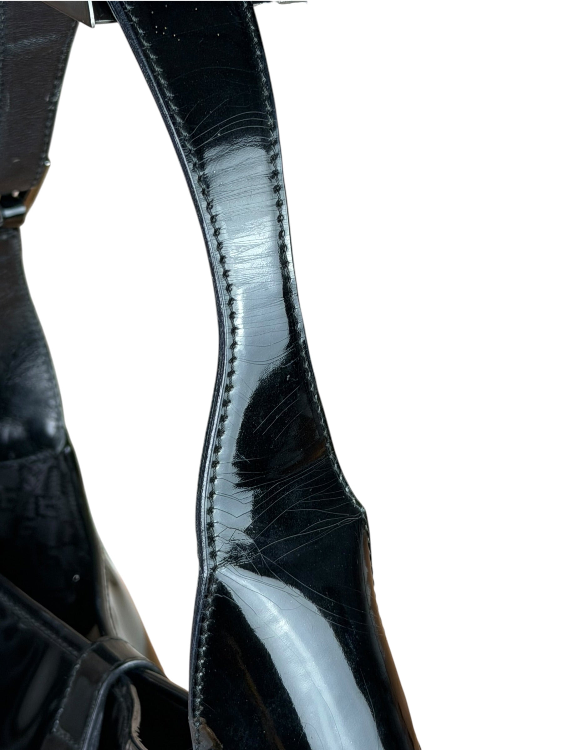 Gucci Vintage TF Black Patent Leather Jackie Hobo Bag
