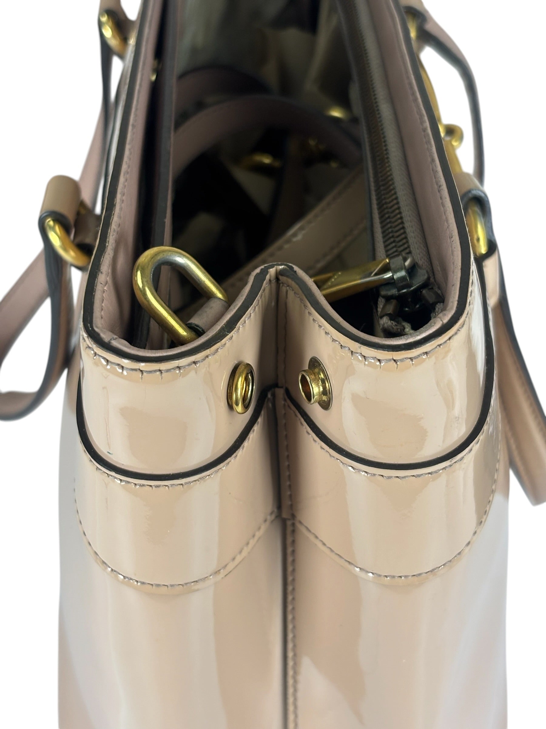Gucci Dusty Rose Patent Leather Horsebit Two-Way Tote