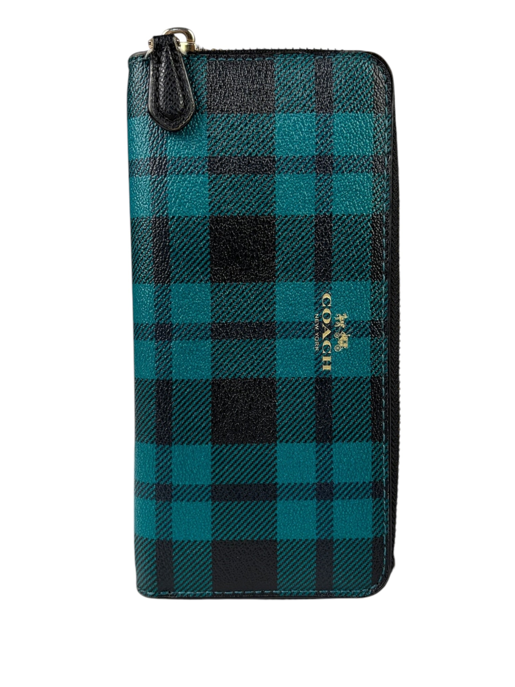 Coach Green Leather Zip-Around Long Wallet