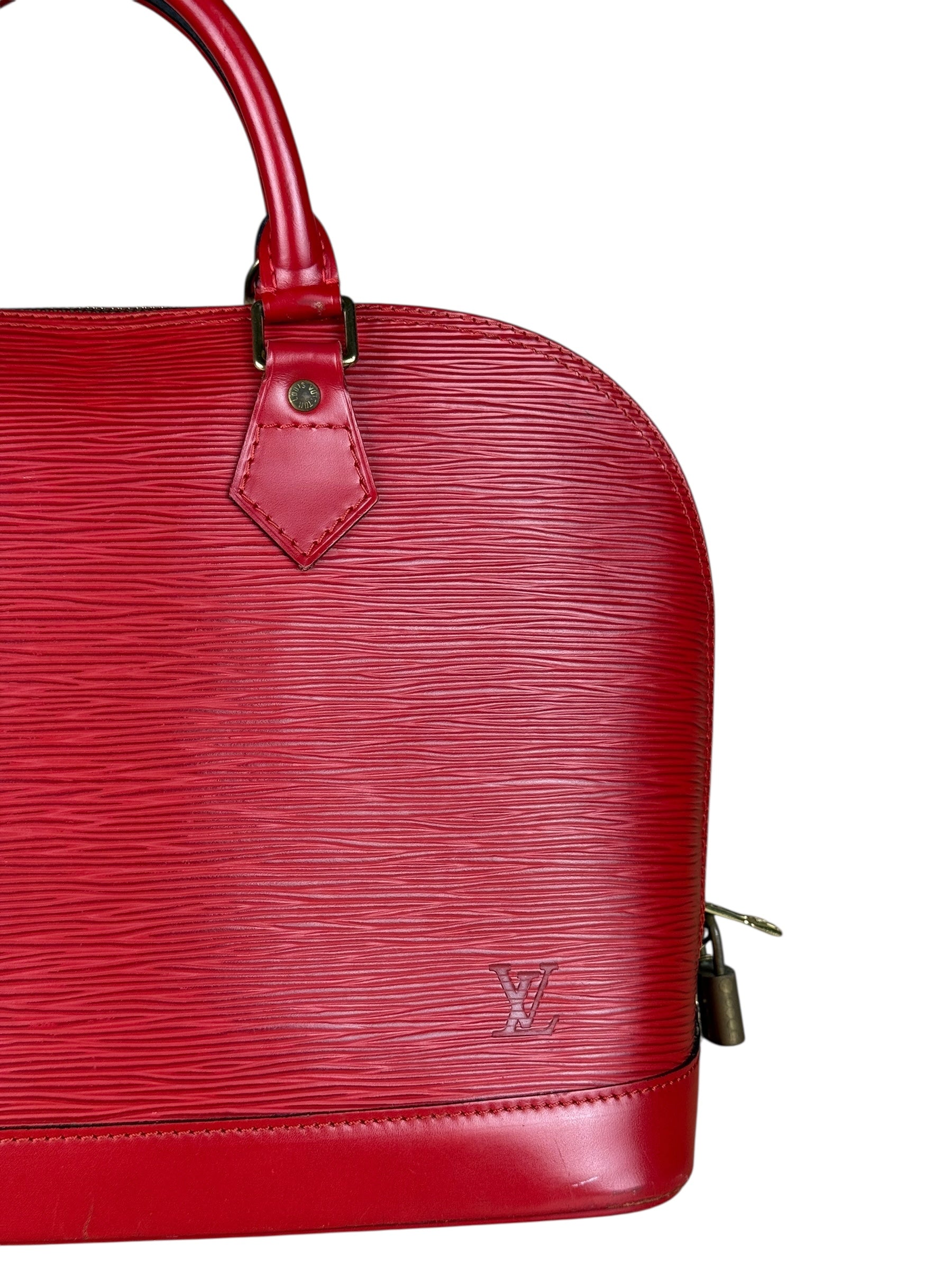 Louis Vuitton Red Epi Alma Handbag