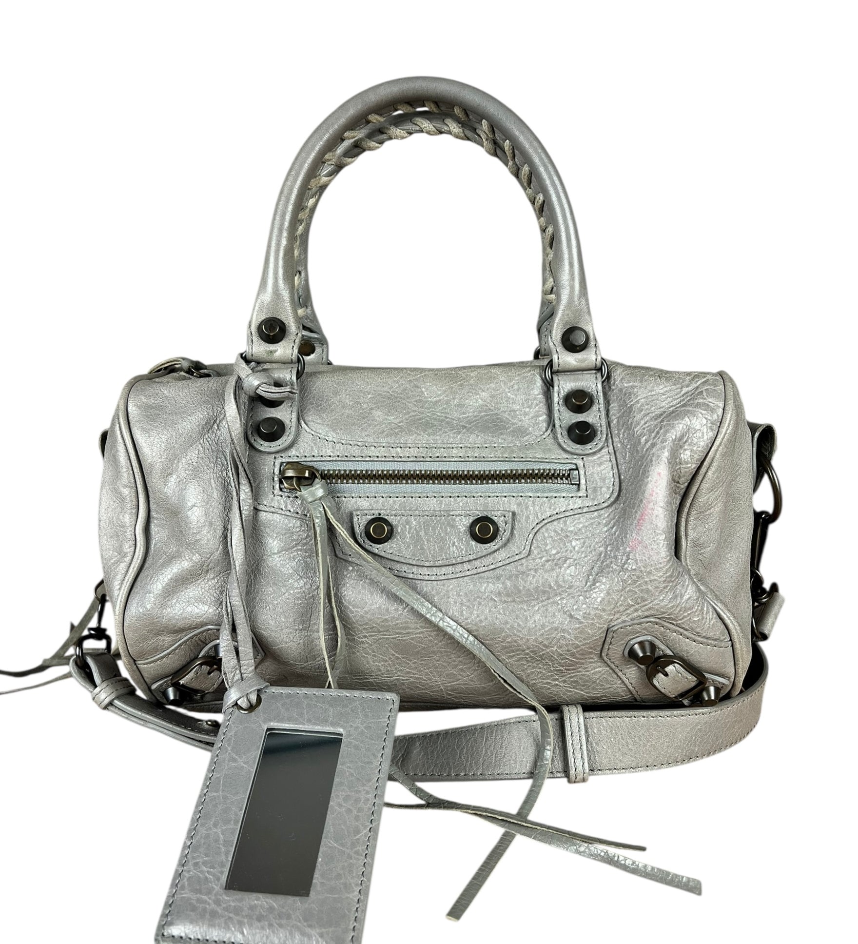 Balenciaga Mini Classic Leather City Bag Grey