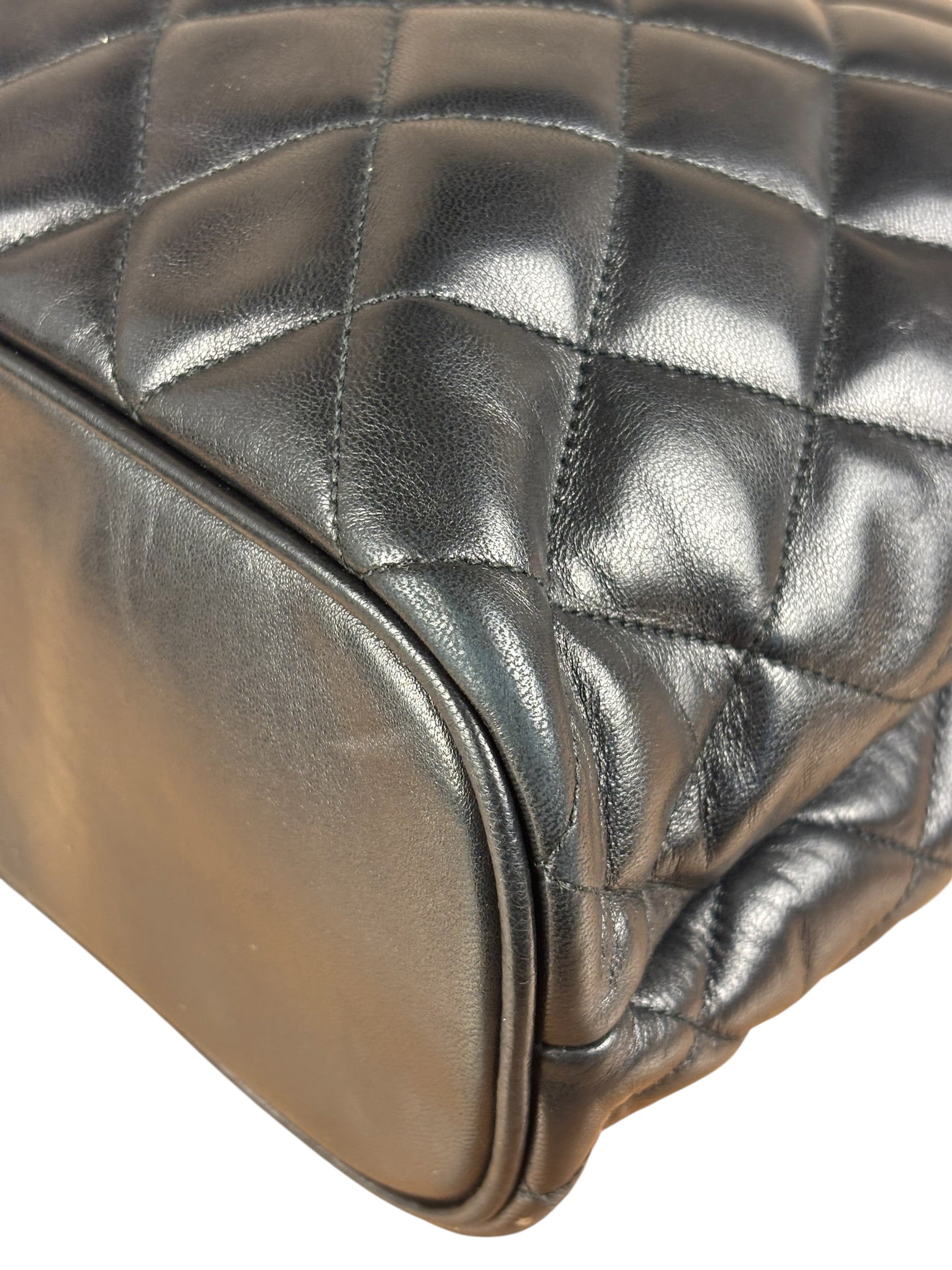 Chanel Vintage Black Quilted Leather Chain Tote/Shoulder Bag 1999