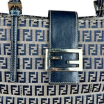 Fendi FF Buckle Navy Zucca Tote Handbag
