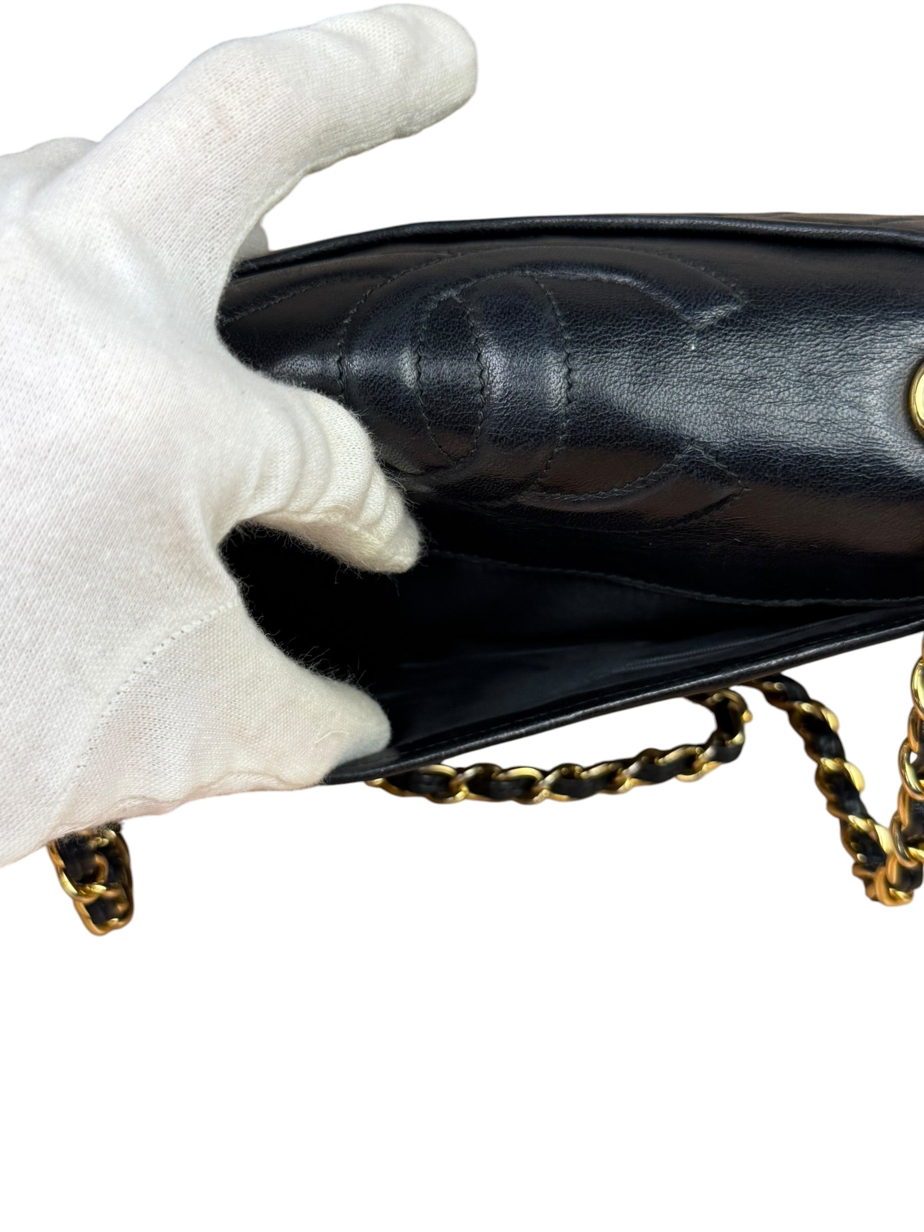 Chanel Black Diamond Stitch CC Timeless Chain Flap Bag '89-'91