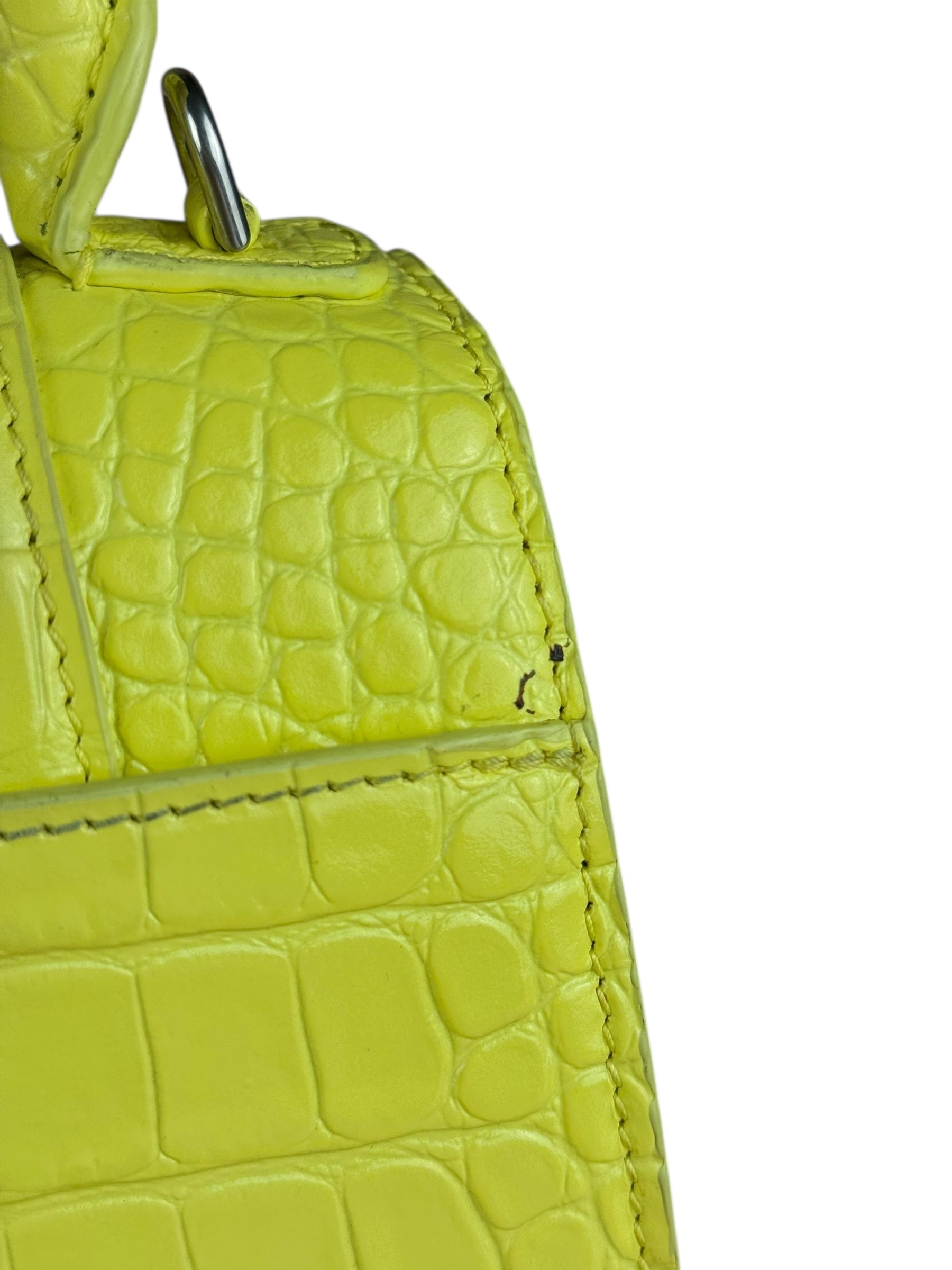 Balenciaga Small Yellow Croc Hourglass 2Way