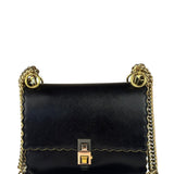 Fendi Black Leather Kan I Scallop Edge Flap Bag