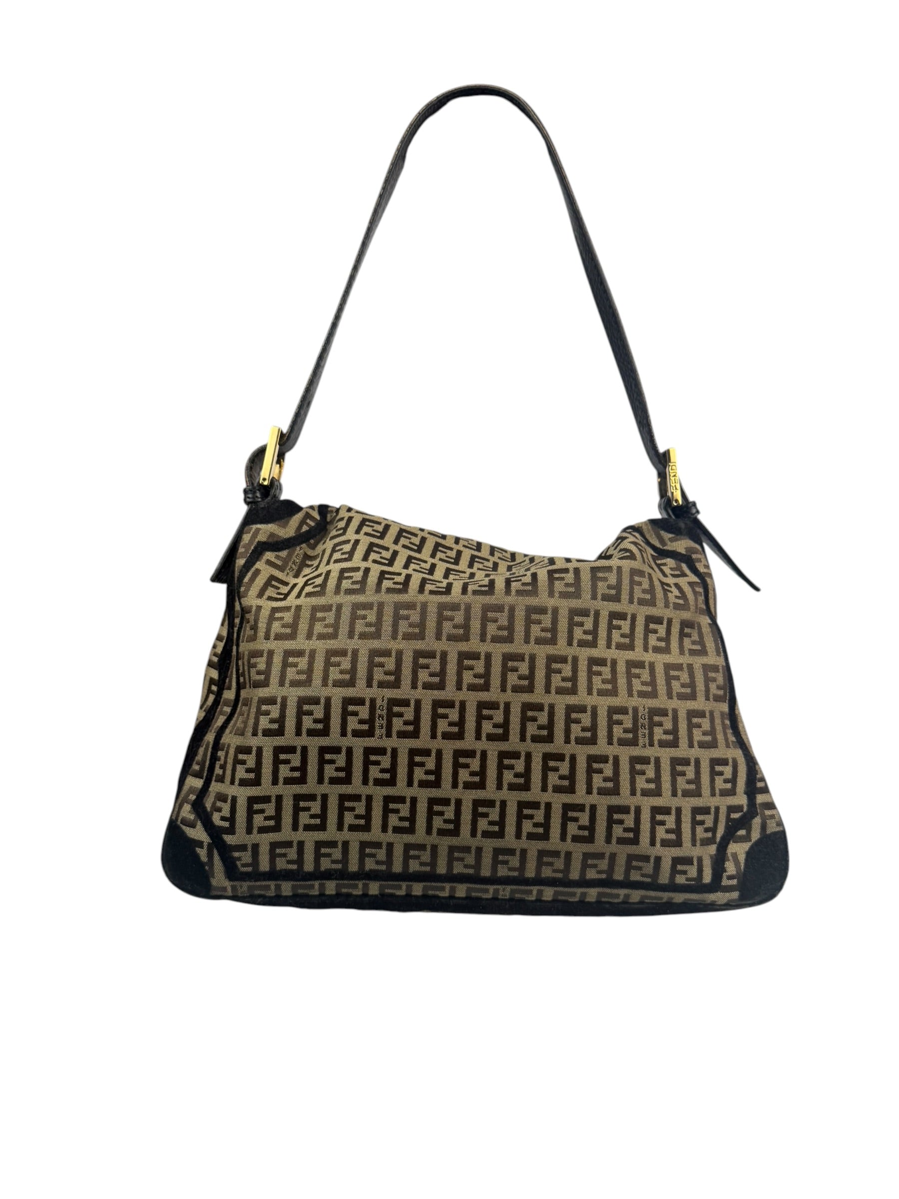 Fendi Black Trim Zucca Mamma Baguette