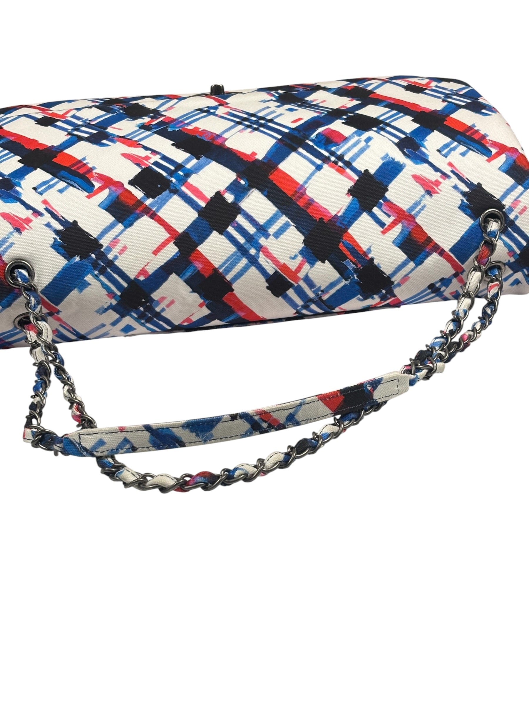 Chanel White-Multi Canvas Airline Printed XXL Travel Flap Bag 2016
