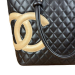 Chanel Brown Quilted Leather Cambon Ligne Shoulder Tote 2004