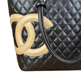 Chanel Brown Quilted Leather Cambon Ligne Shoulder Tote 2004