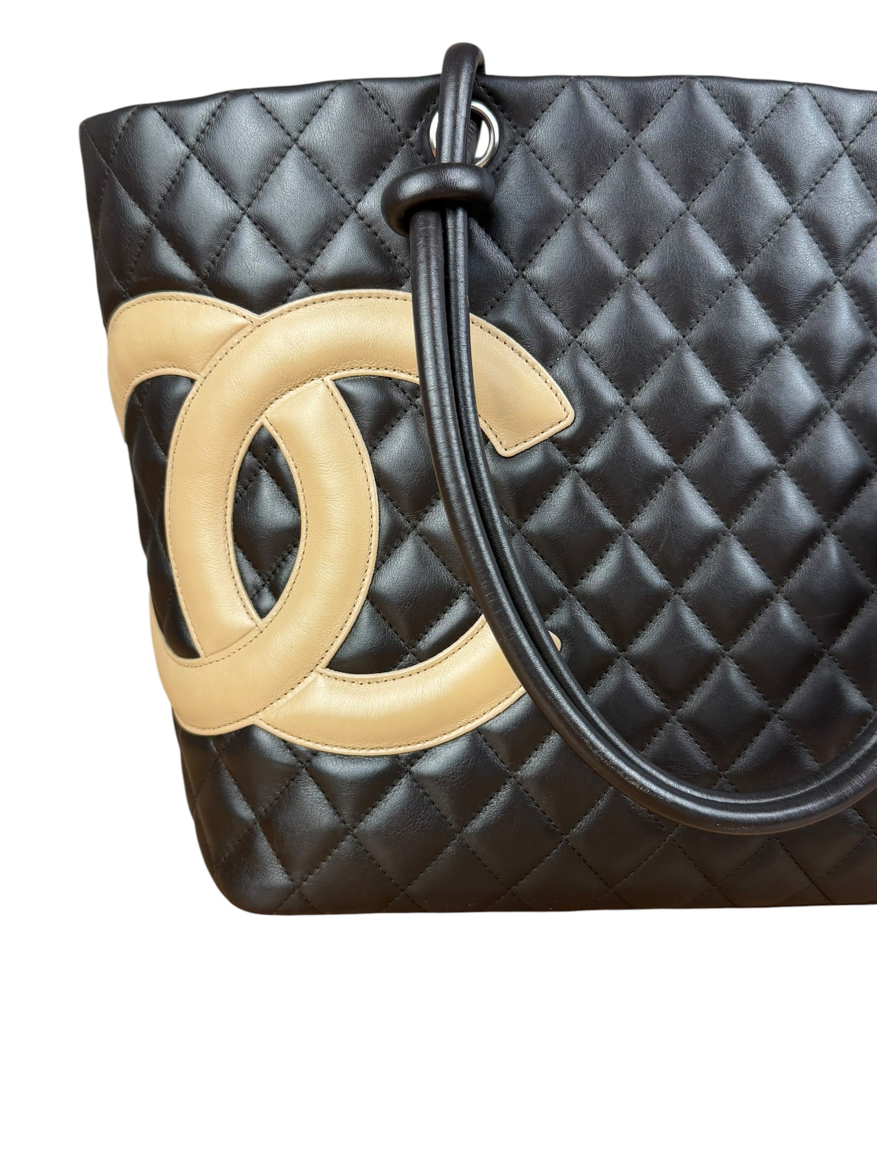 Chanel Brown Quilted Leather Cambon Ligne Shoulder Tote 2004