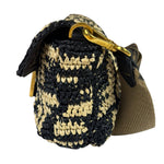 Fendi Black Raffia Zucca Shoulder Baguette