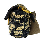 Fendi Black Raffia Zucca Shoulder Baguette
