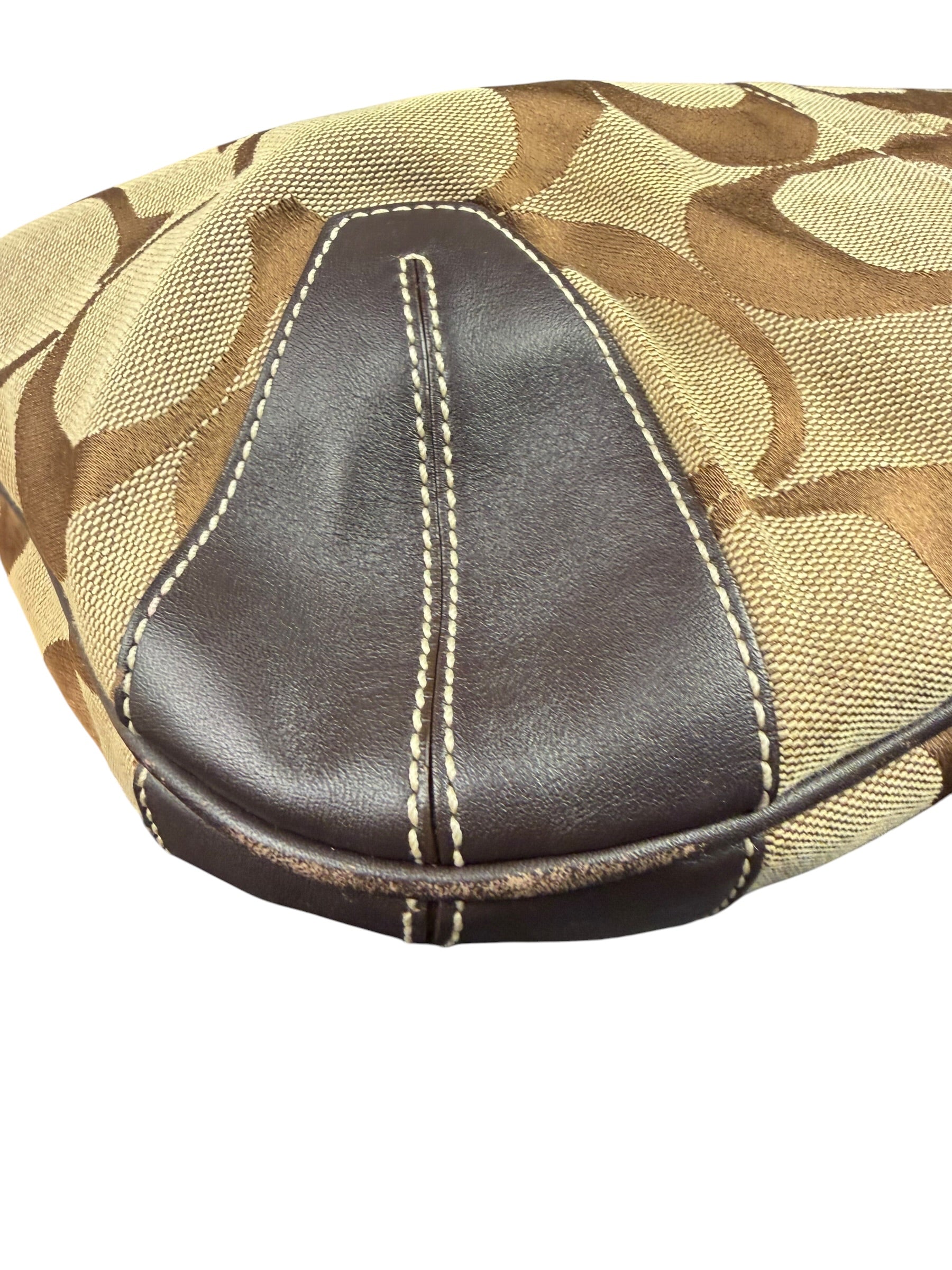 Coach Brown Leather Trim Signature Ergo Hobo Bag