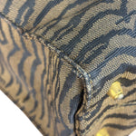 Fendi Vintage Brown Tiger Print Canvas Tote Bag