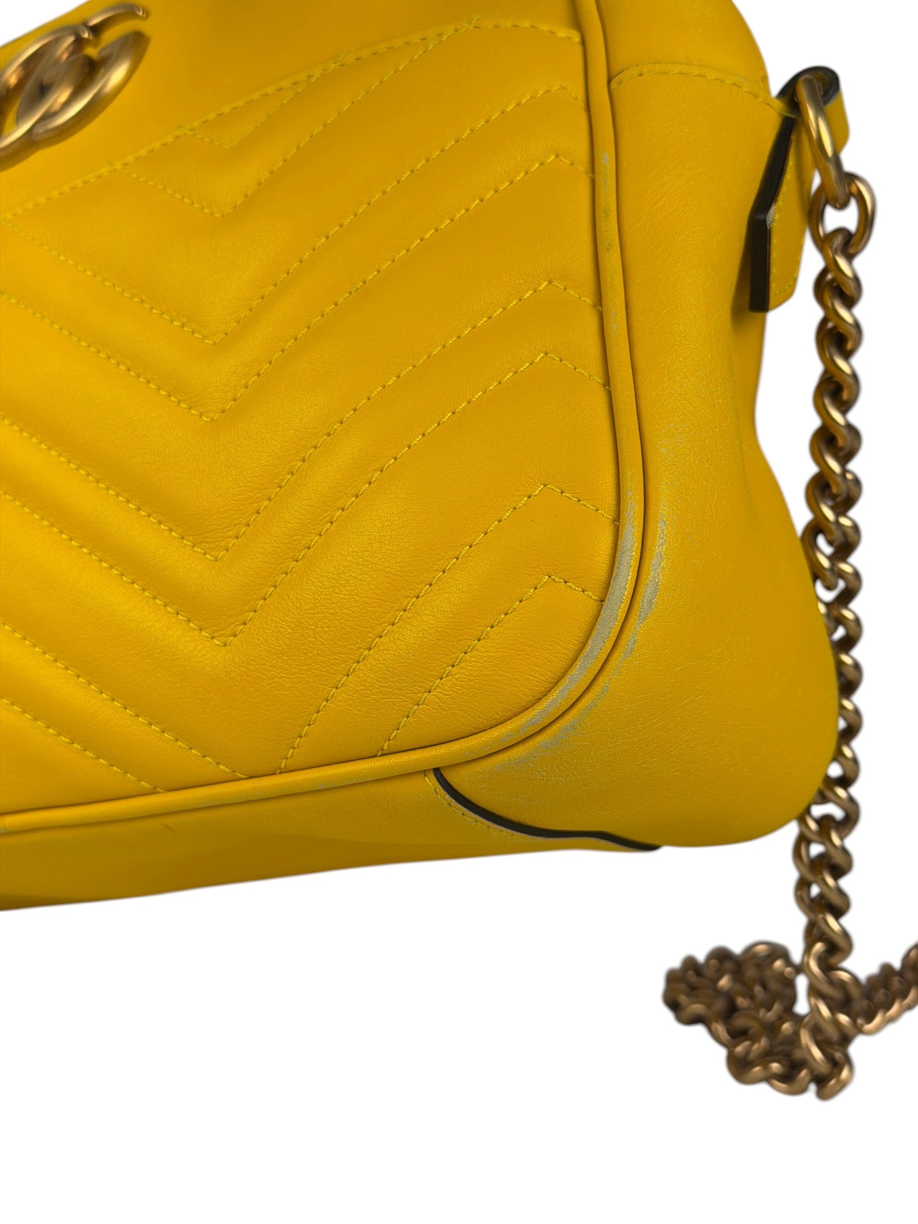 Gucci Bright Yellow GG Marmont Matelasse Shoulder Camera Bag