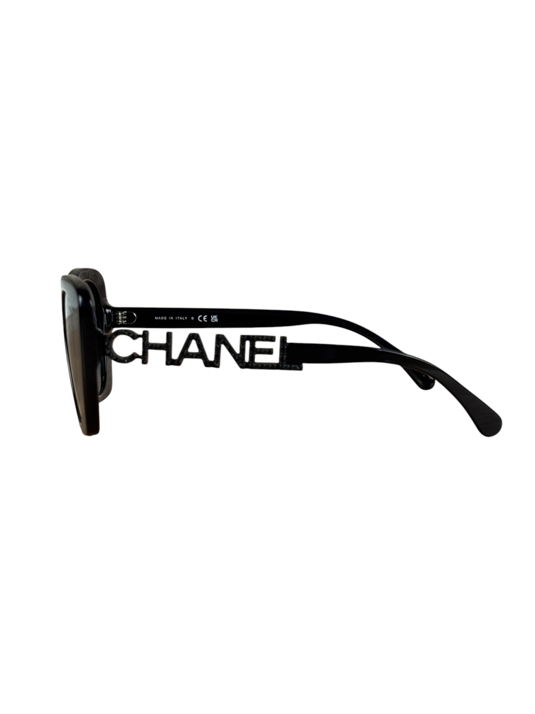 Chanel Rhinestone Logo Square Sunglasses