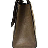 Gucci Brown Leather GG Supreme Web Stripe Clutch
