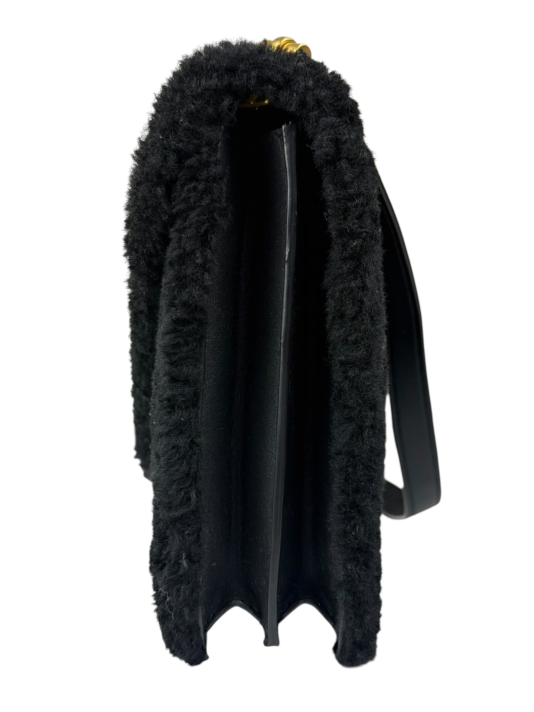 YSL Bicolor Quilted-Suede Shearling Gaby Shoulder Bag