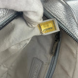 Chanel CC Silver Metallic Quilted Flap Shoulder Bag 2017