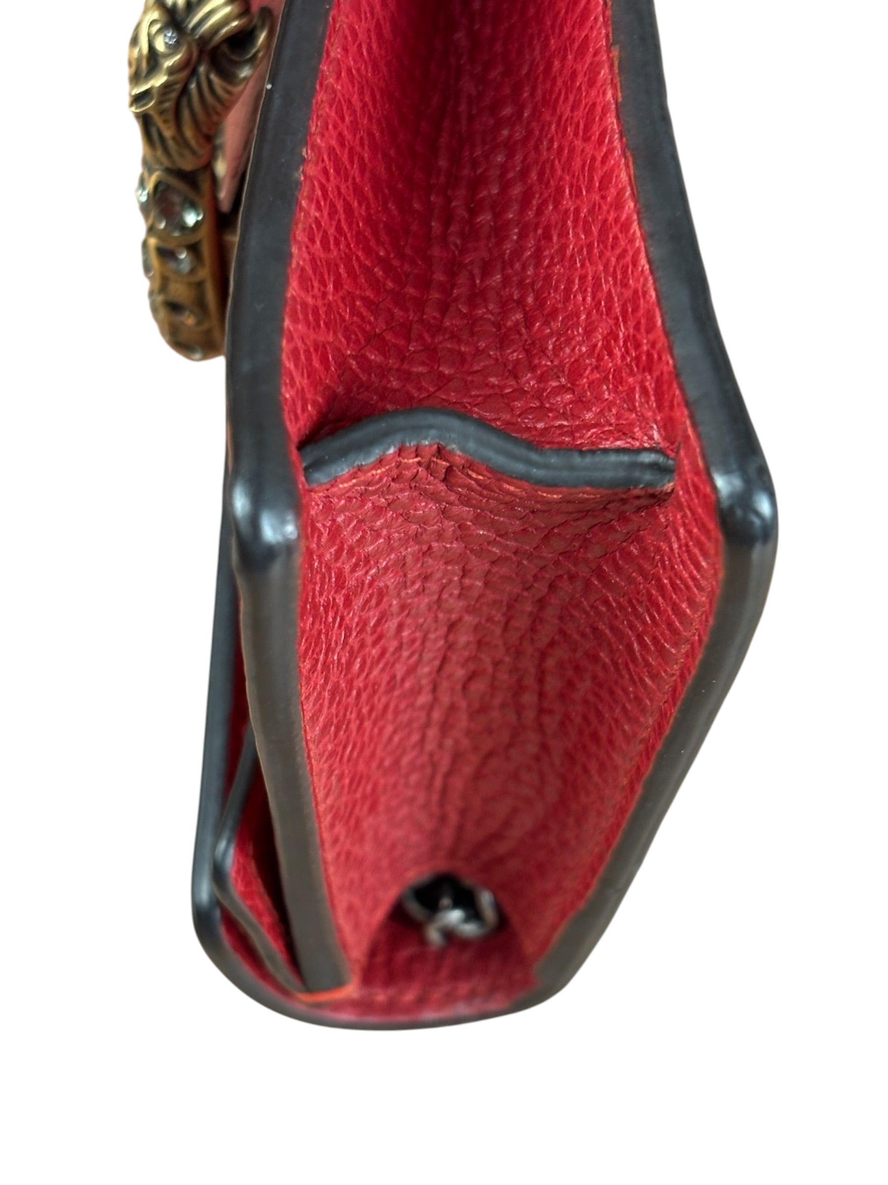 Gucci Red Leather Dionysus Super Mini Chain Crossbody Bag