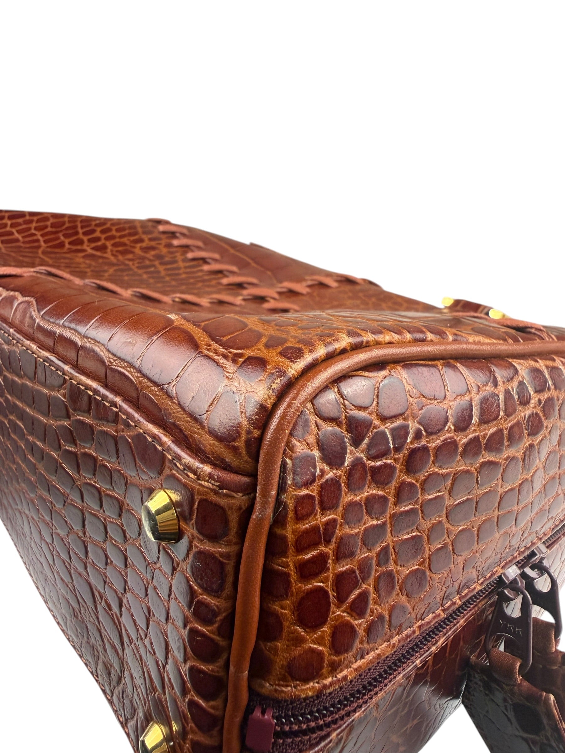 Yves Saint Laurent Vintage Croc-Embossed Leather Handbag