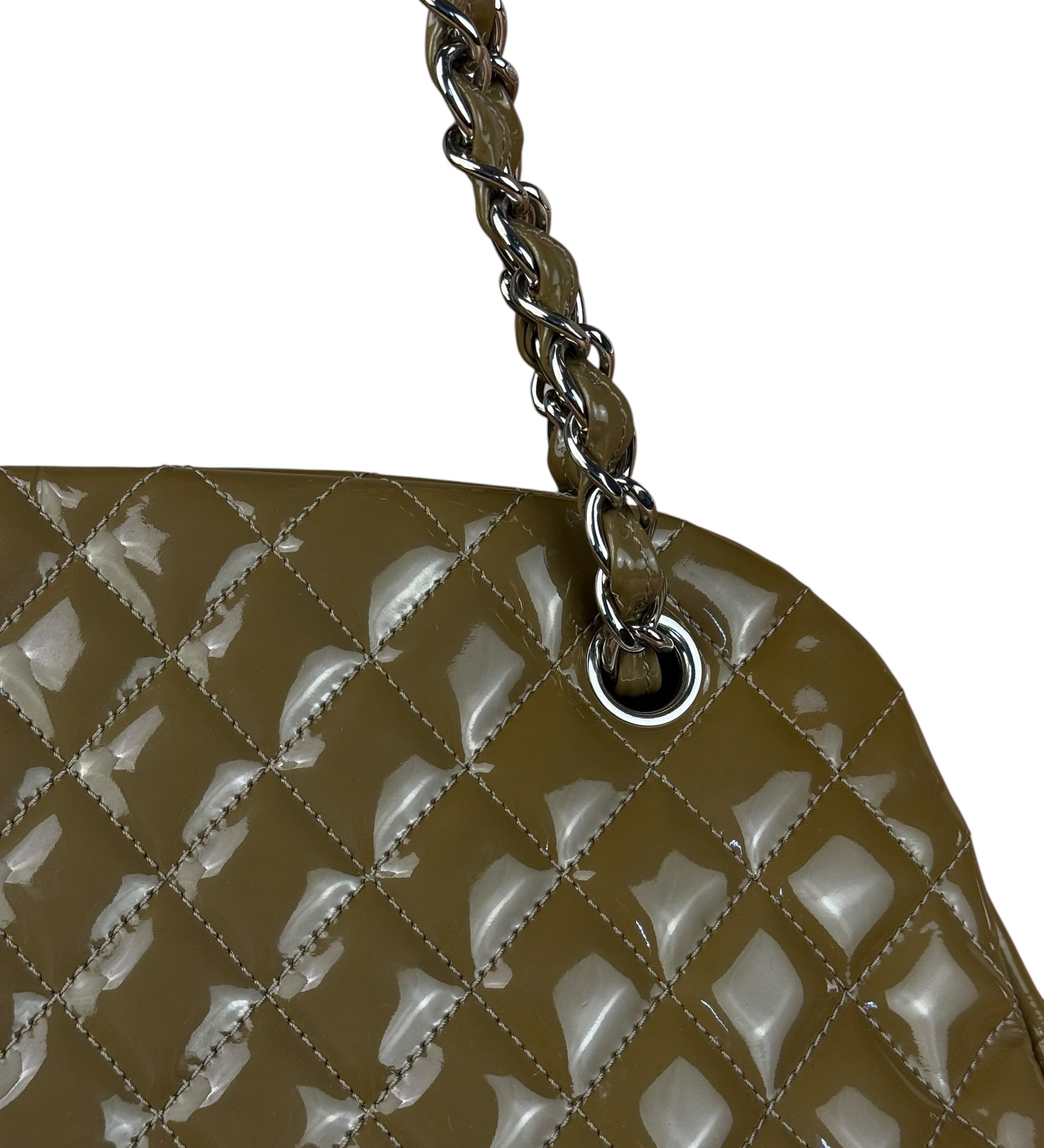 Chanel Green Patent Quilted Mademoiselle Chain Shoulder Bag 2011