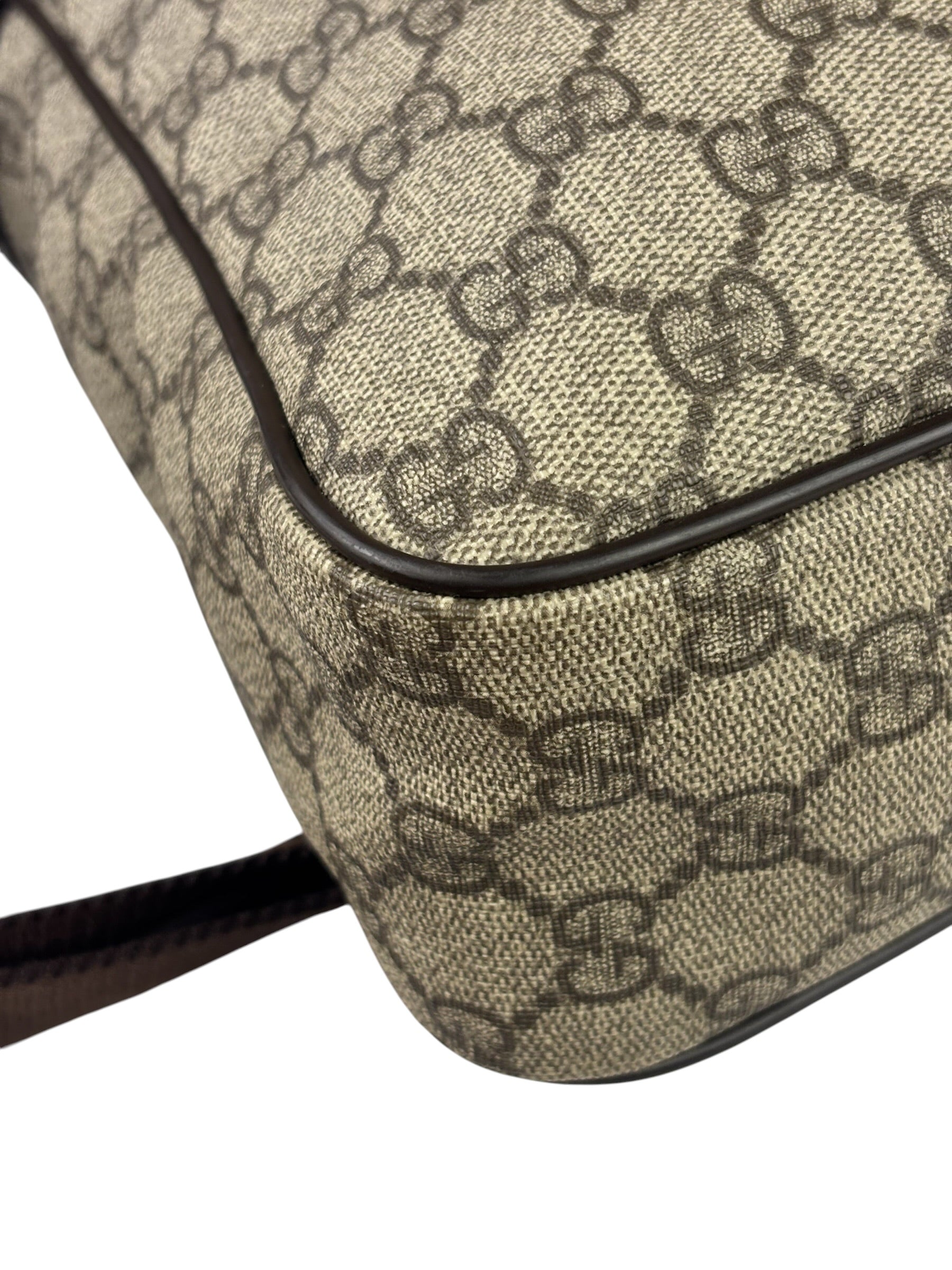 Gucci Brown Leather Trim Supreme Crossbody Bag