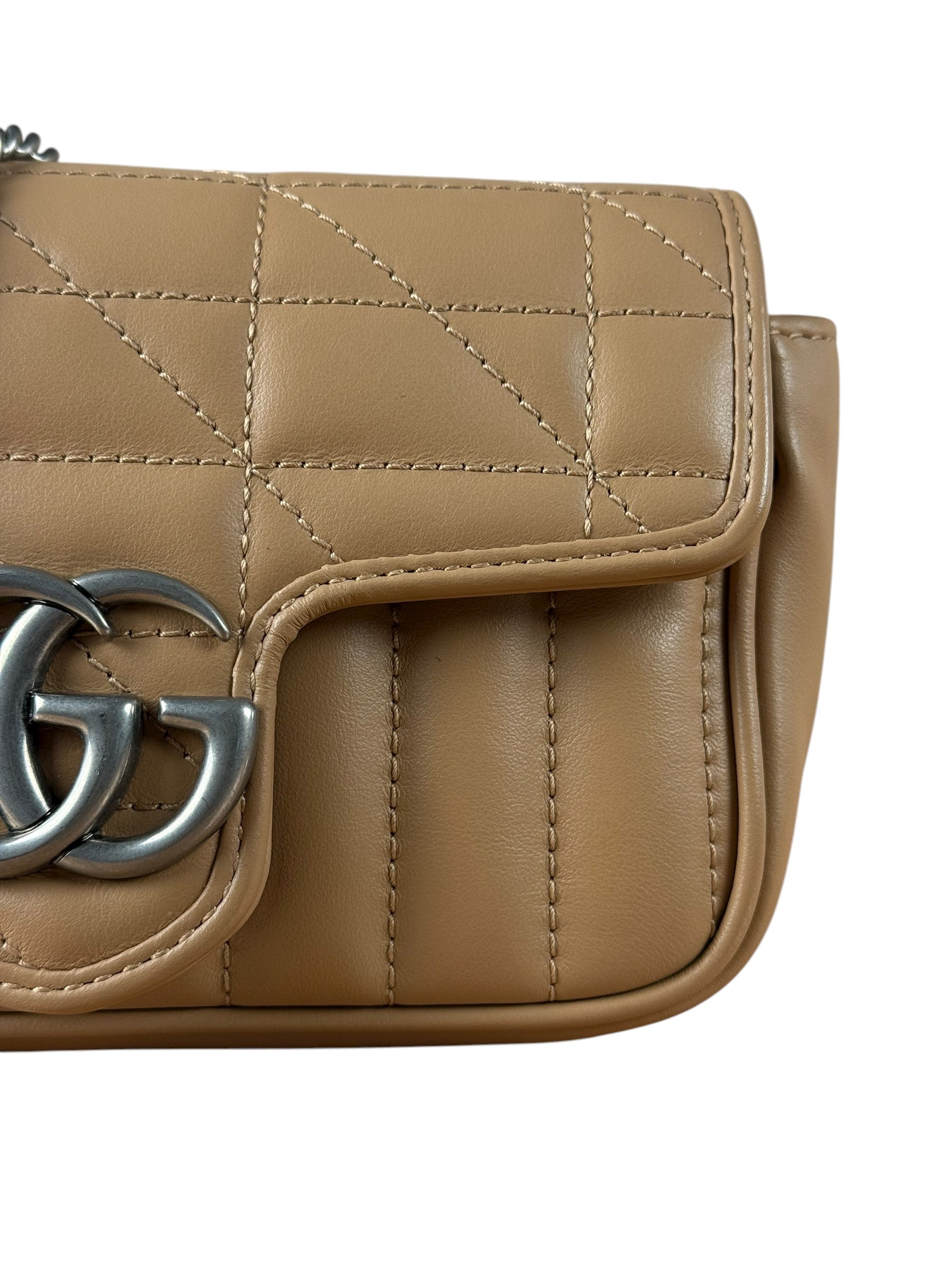 Gucci GG Marmont Matelasse Leather Mini Crossbody Bag Beige