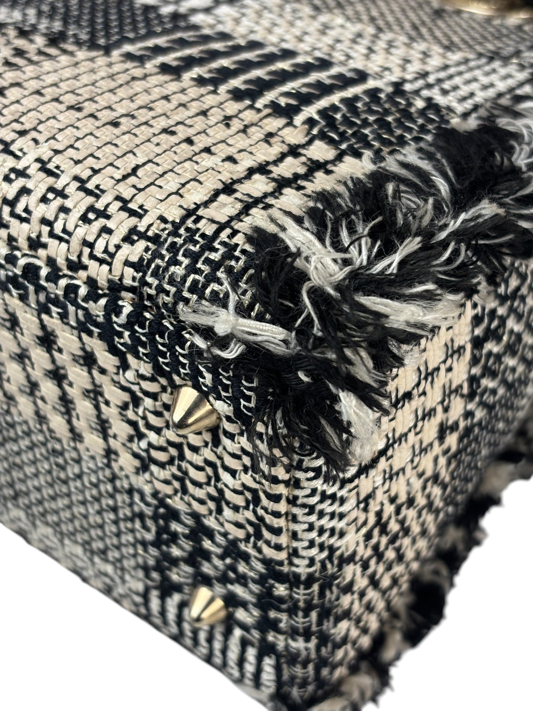 Christian Dior Black/White Tweed Lady Dior Two-Way Bag