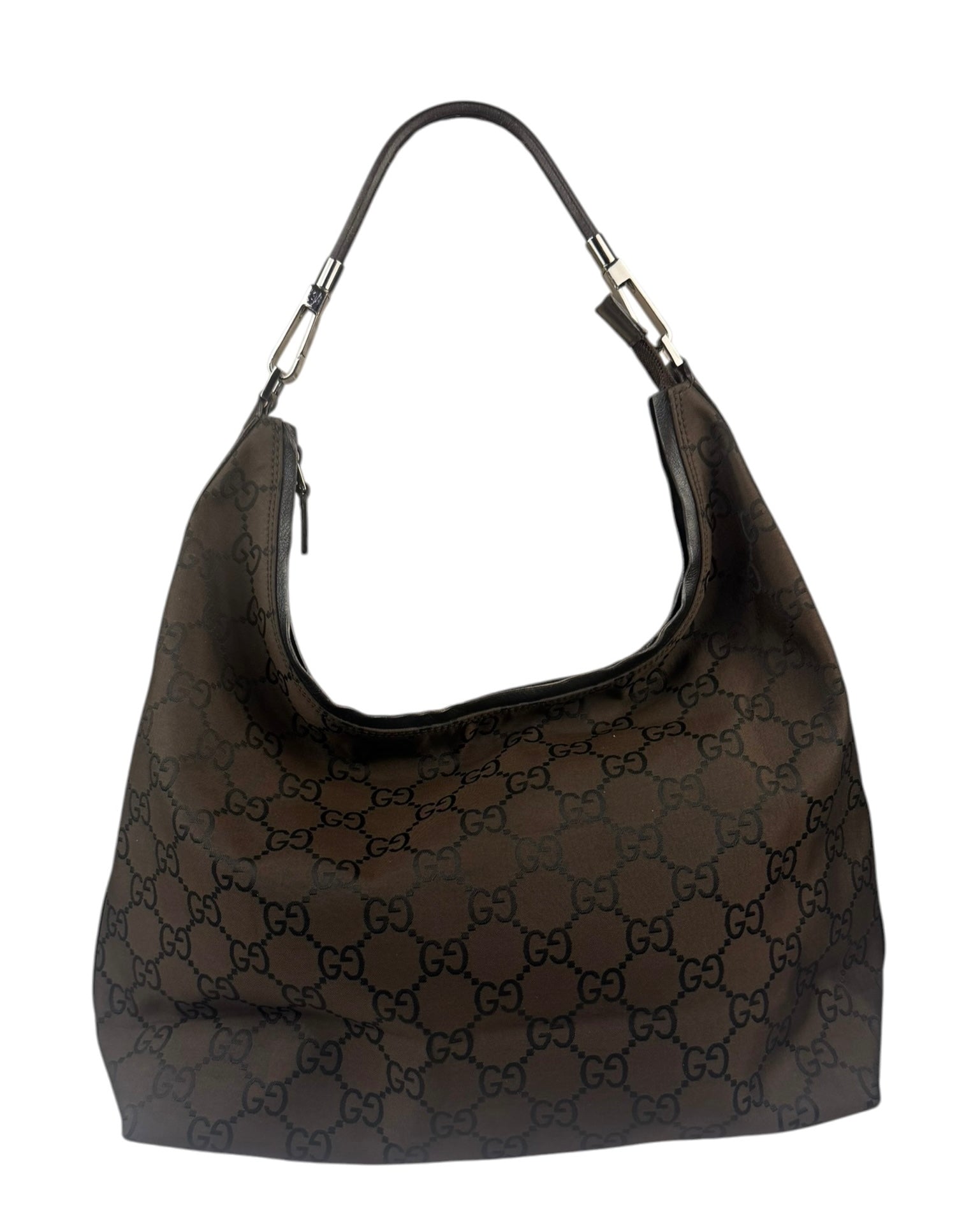 Gucci GG Monogram Brown Nylon Hobo Bag