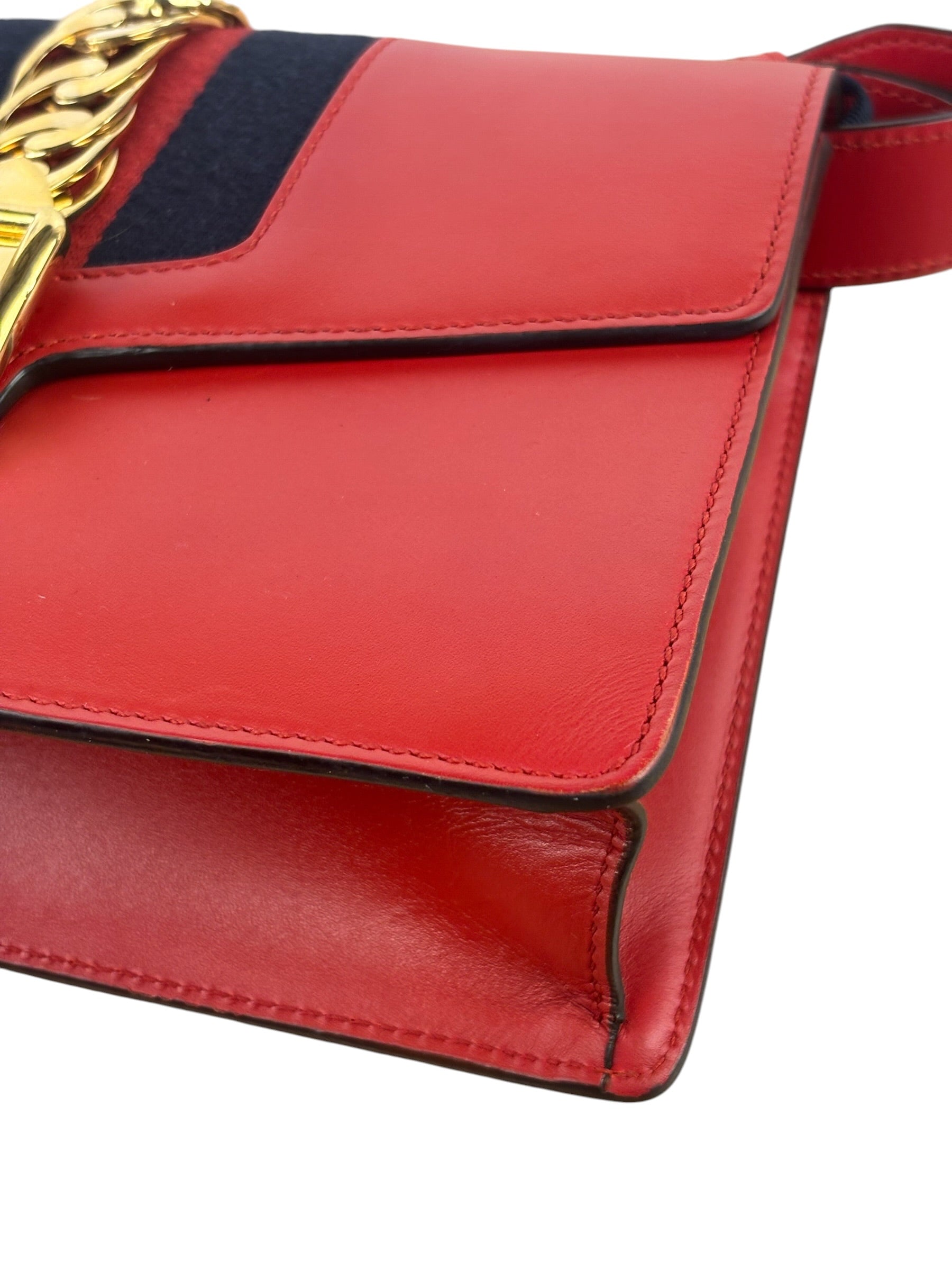 Gucci Red Leather Sylvie Shoulder Bag