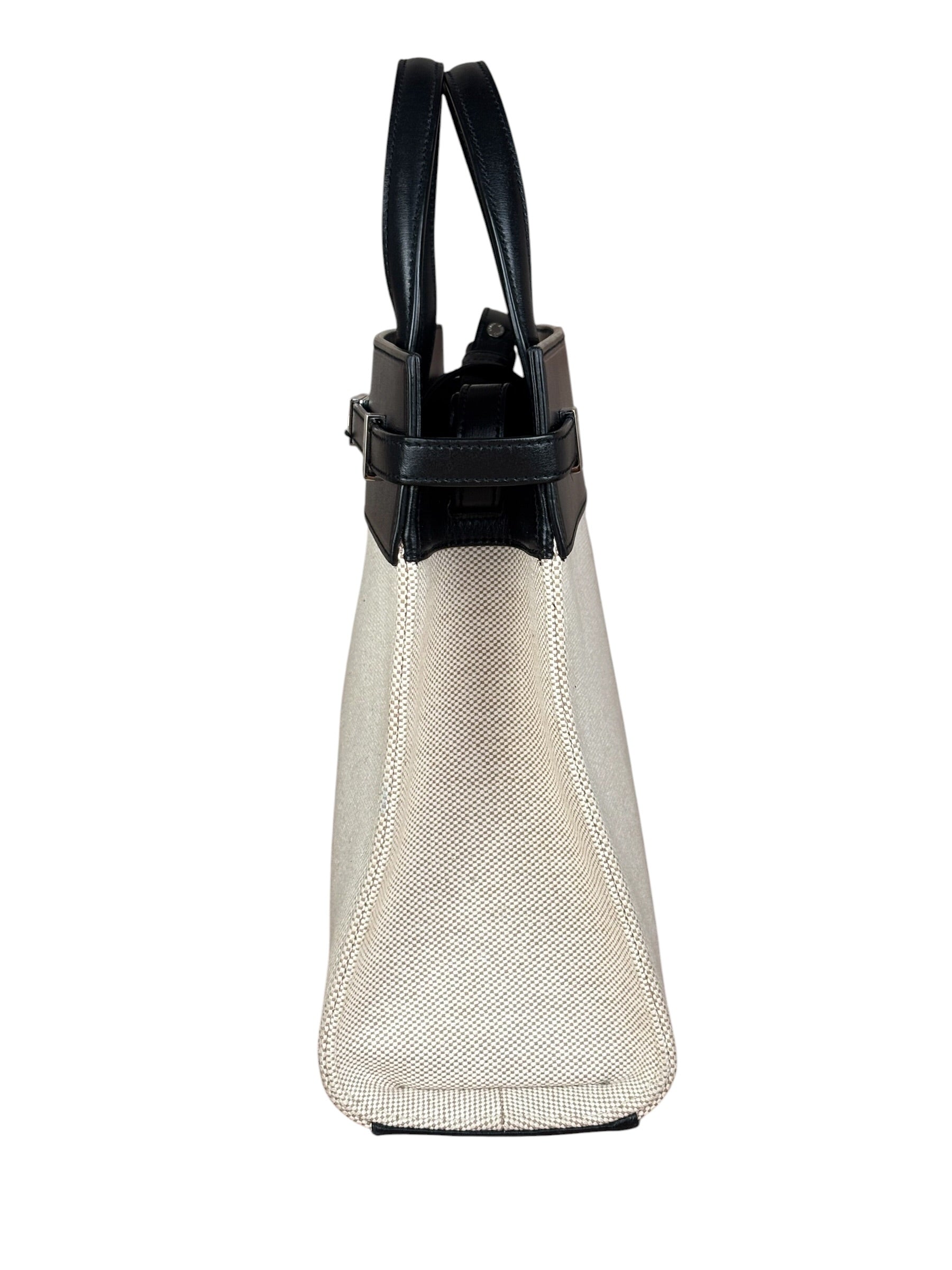 Yves Saint Laurent Two-Tone Leather Trim Small Manhattan Two-Way Bag