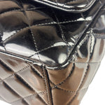 Chanel Black Patent Leather Quilted Leather Double Flap Jumbo Bag 2012