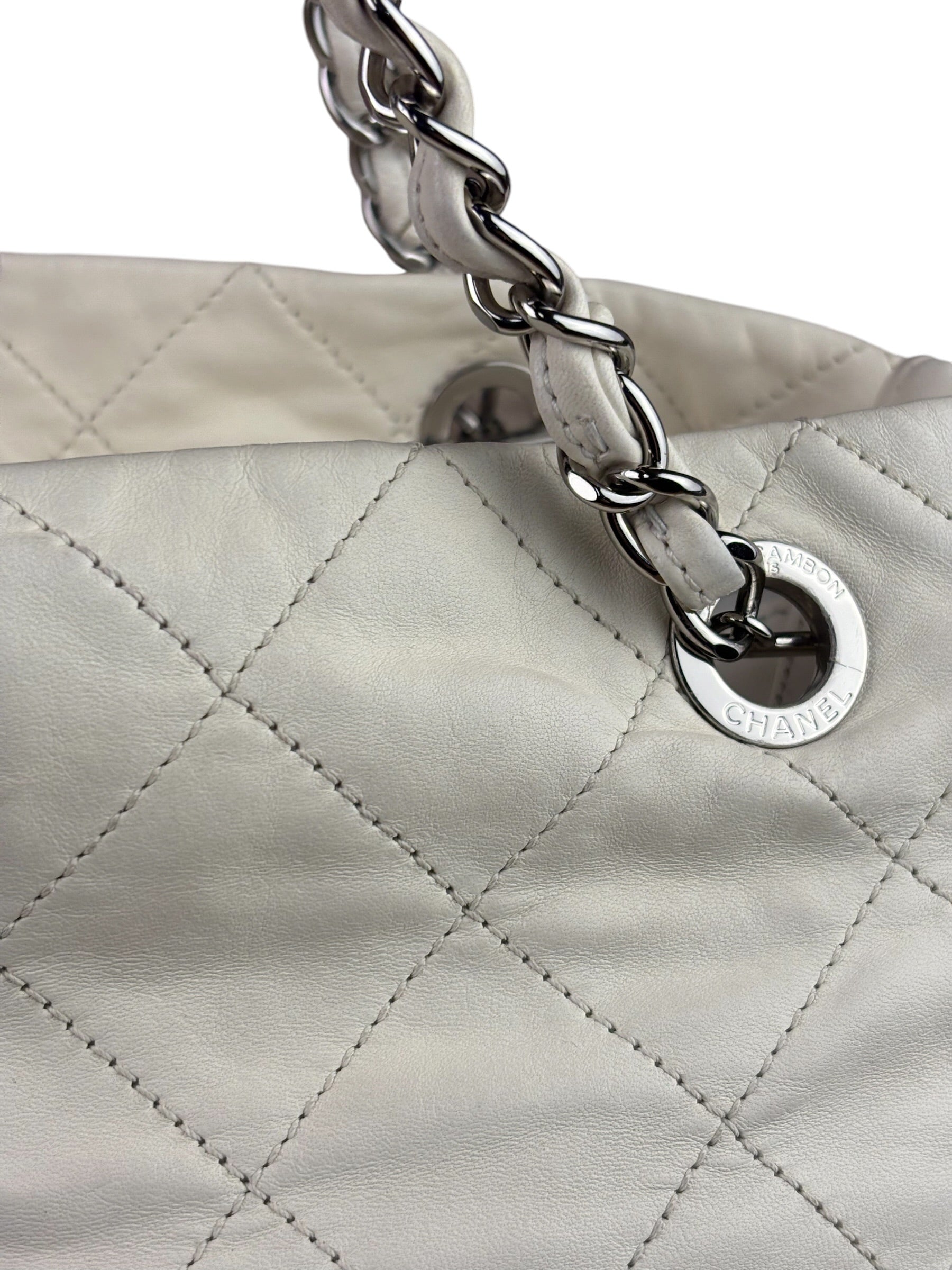 Chanel White Quilted Leather Gabrielle Shopping Tote 2010