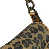 Fendi Brown Leather Trim Leopard Print Buckle Bag