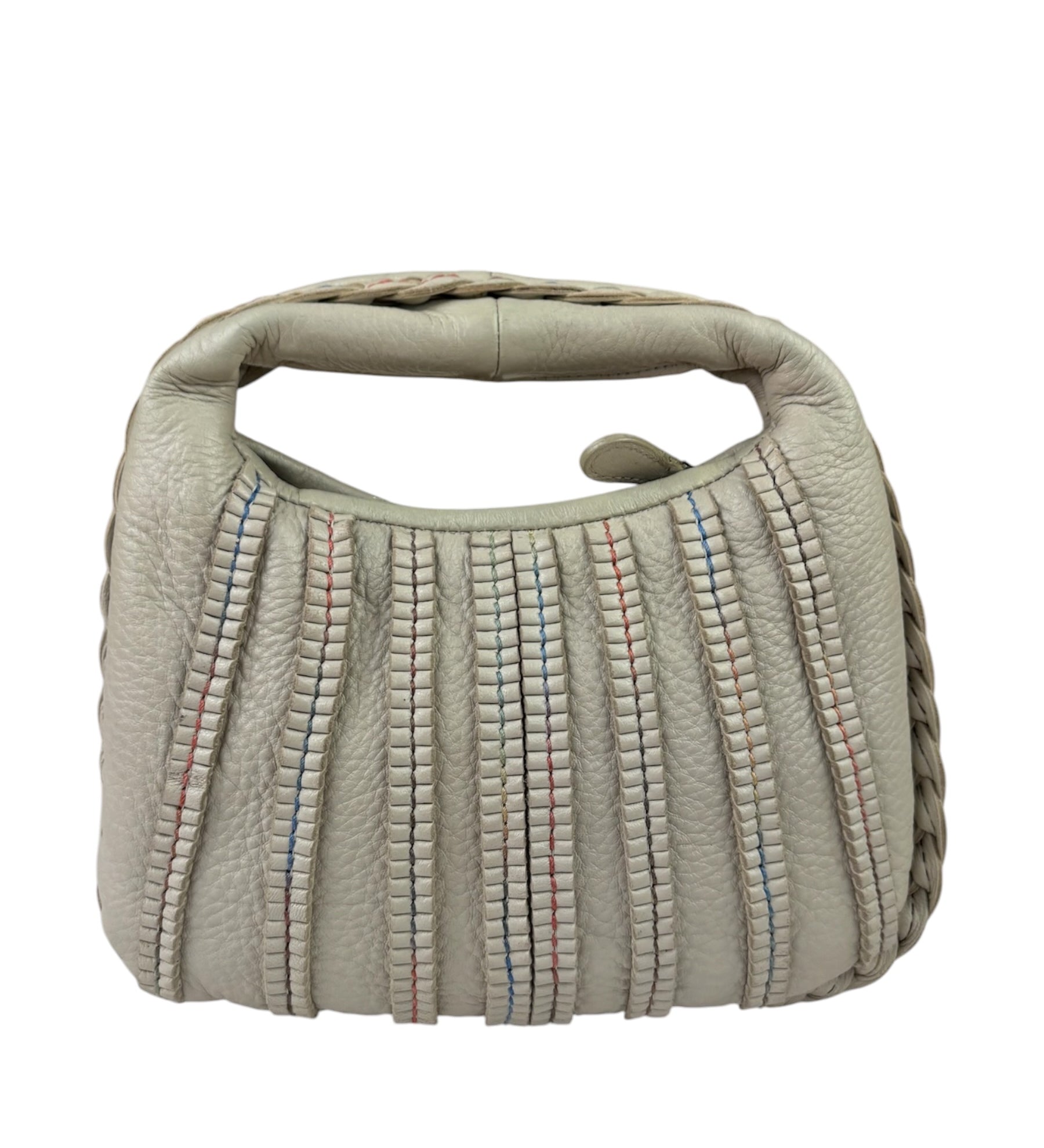 Bottega Veneta Ivory Leather Mini Cervo Braided Hobo Bag