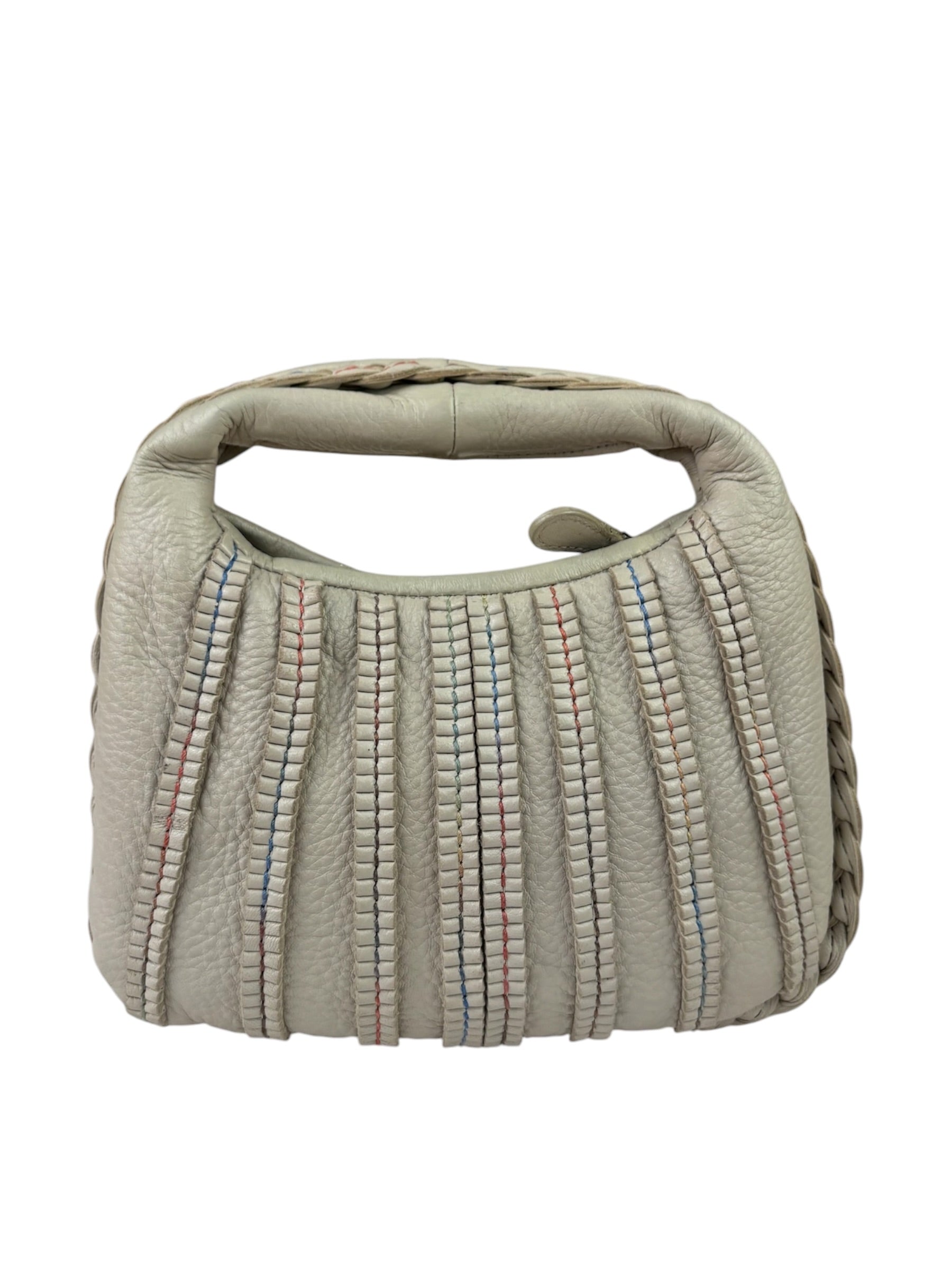 Bottega Veneta Ivory Leather Mini Cervo Braided Hobo Bag