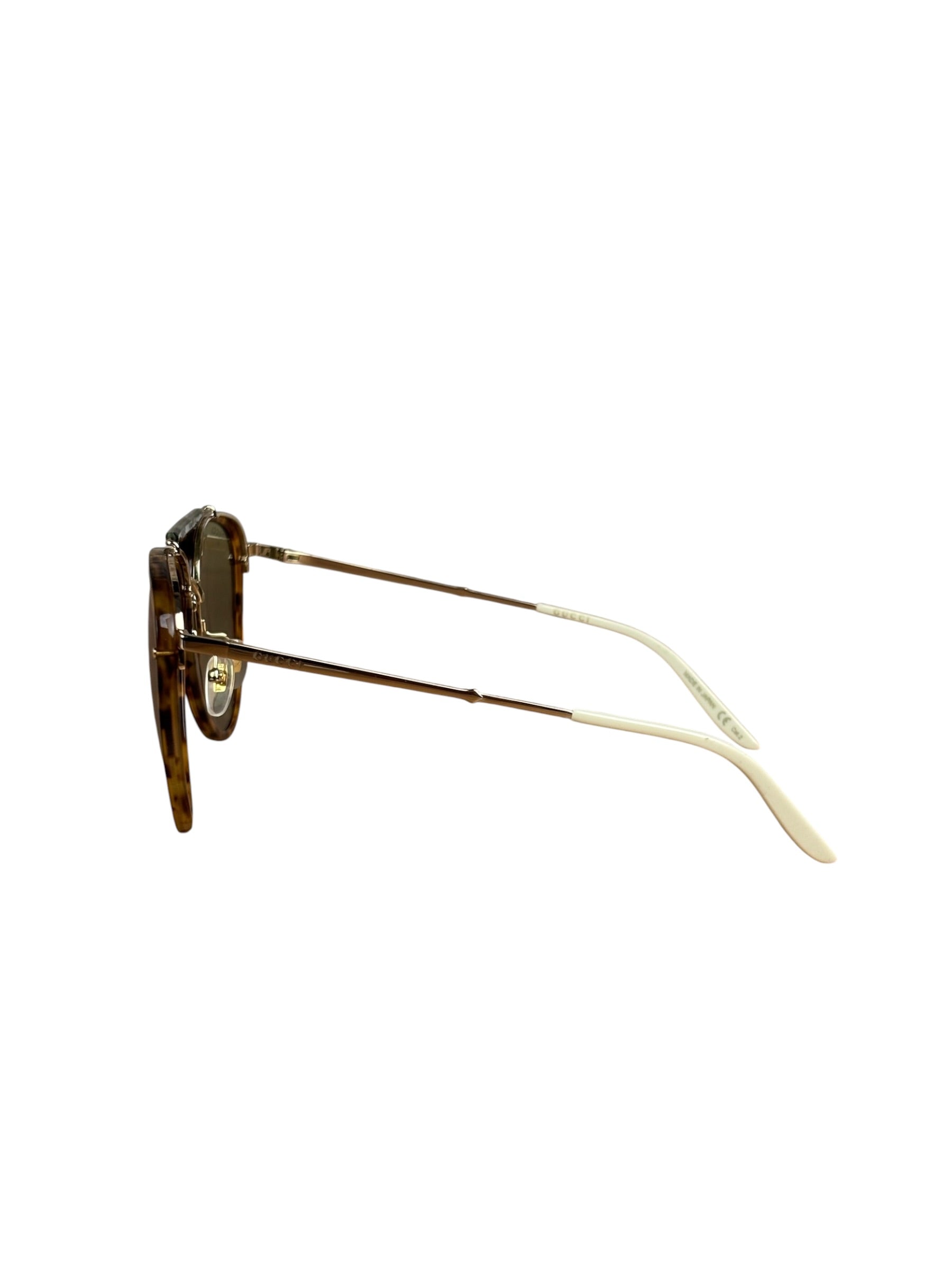 Gucci GG0672s Aviator Green Lenses Sunglasses