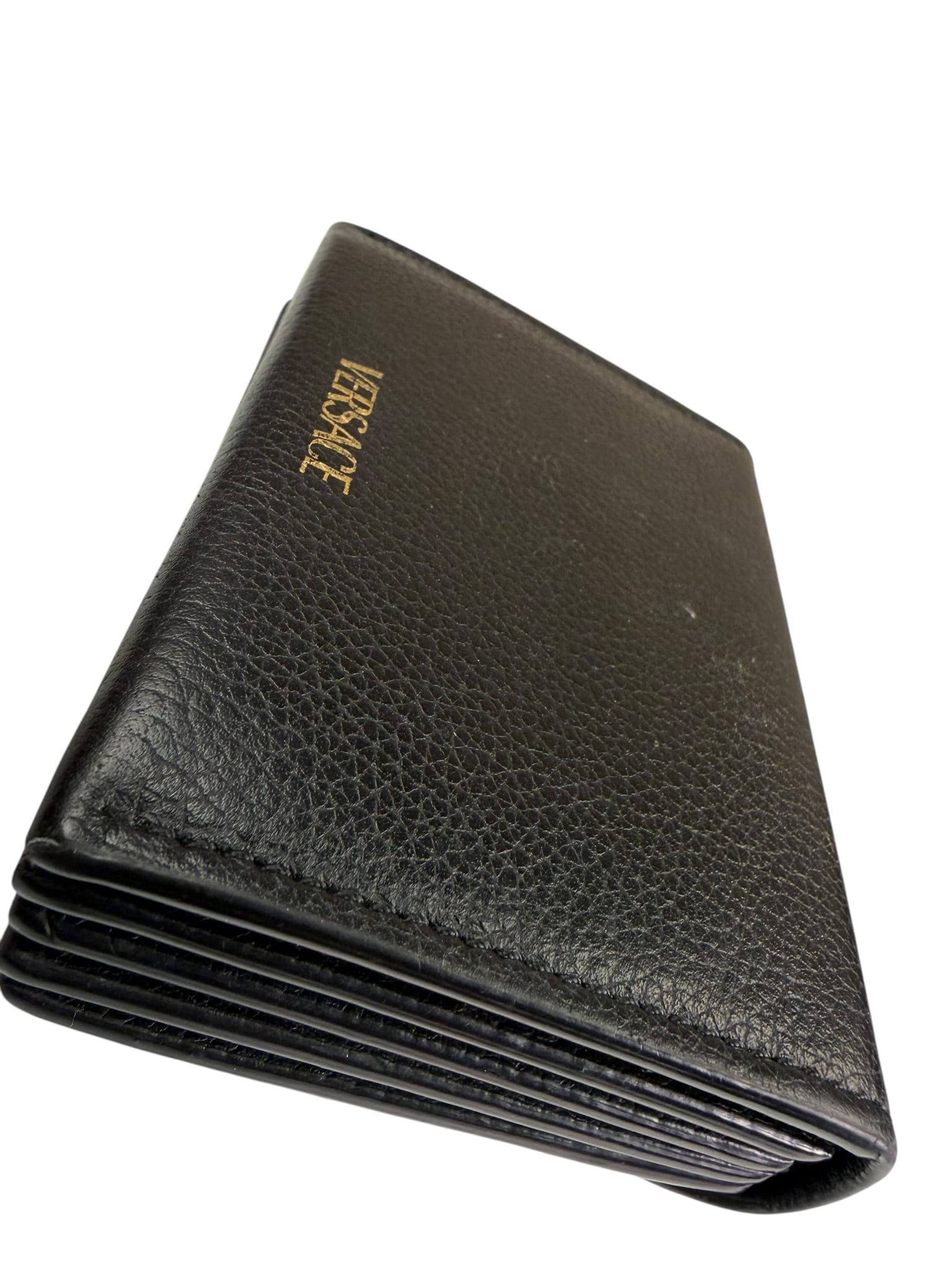 Versace Black Calfskin La Medusa Flap Card Holder