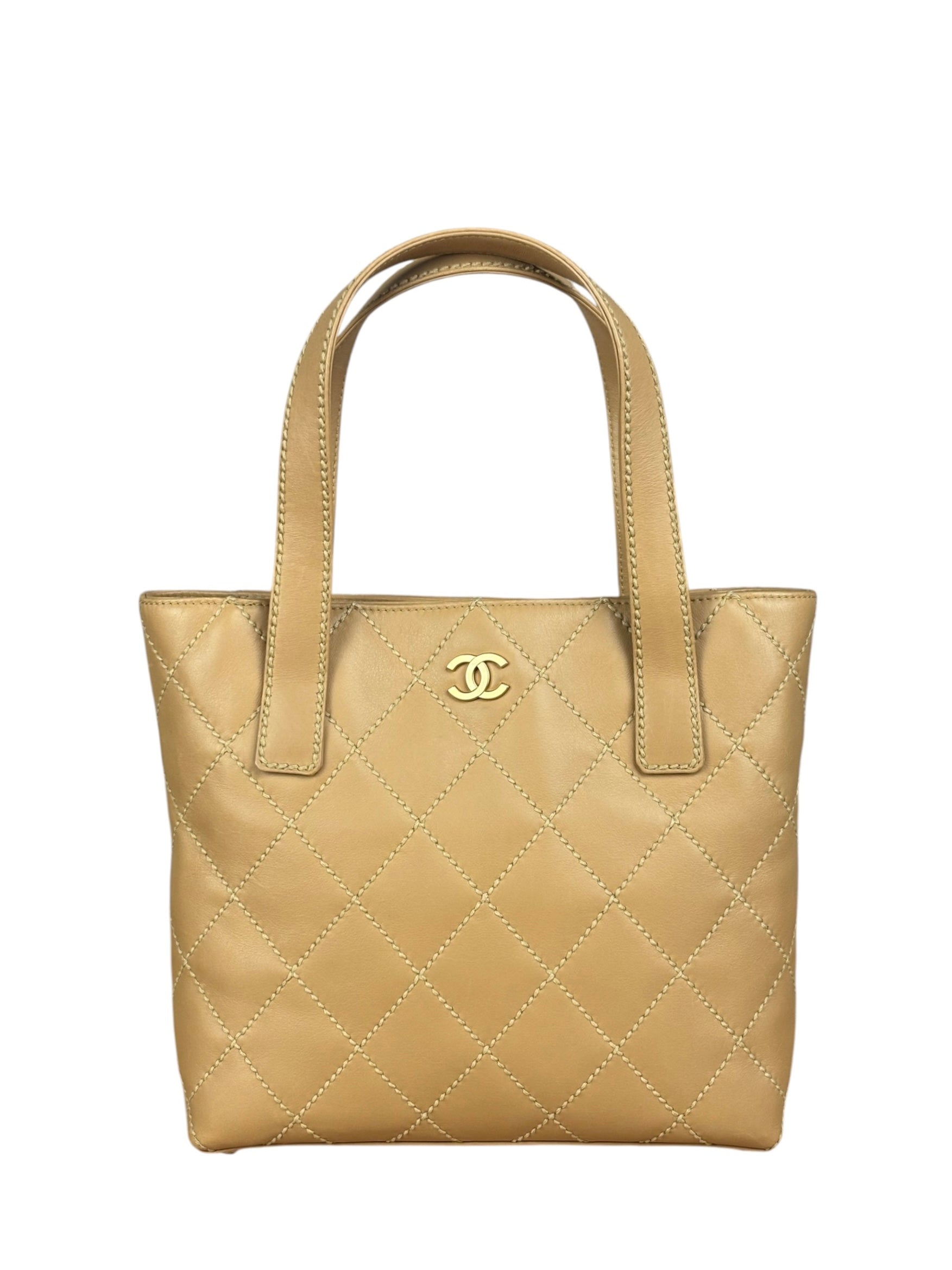 Chanel Vintage Beige Wild Stitch Small Tote Bag 2003