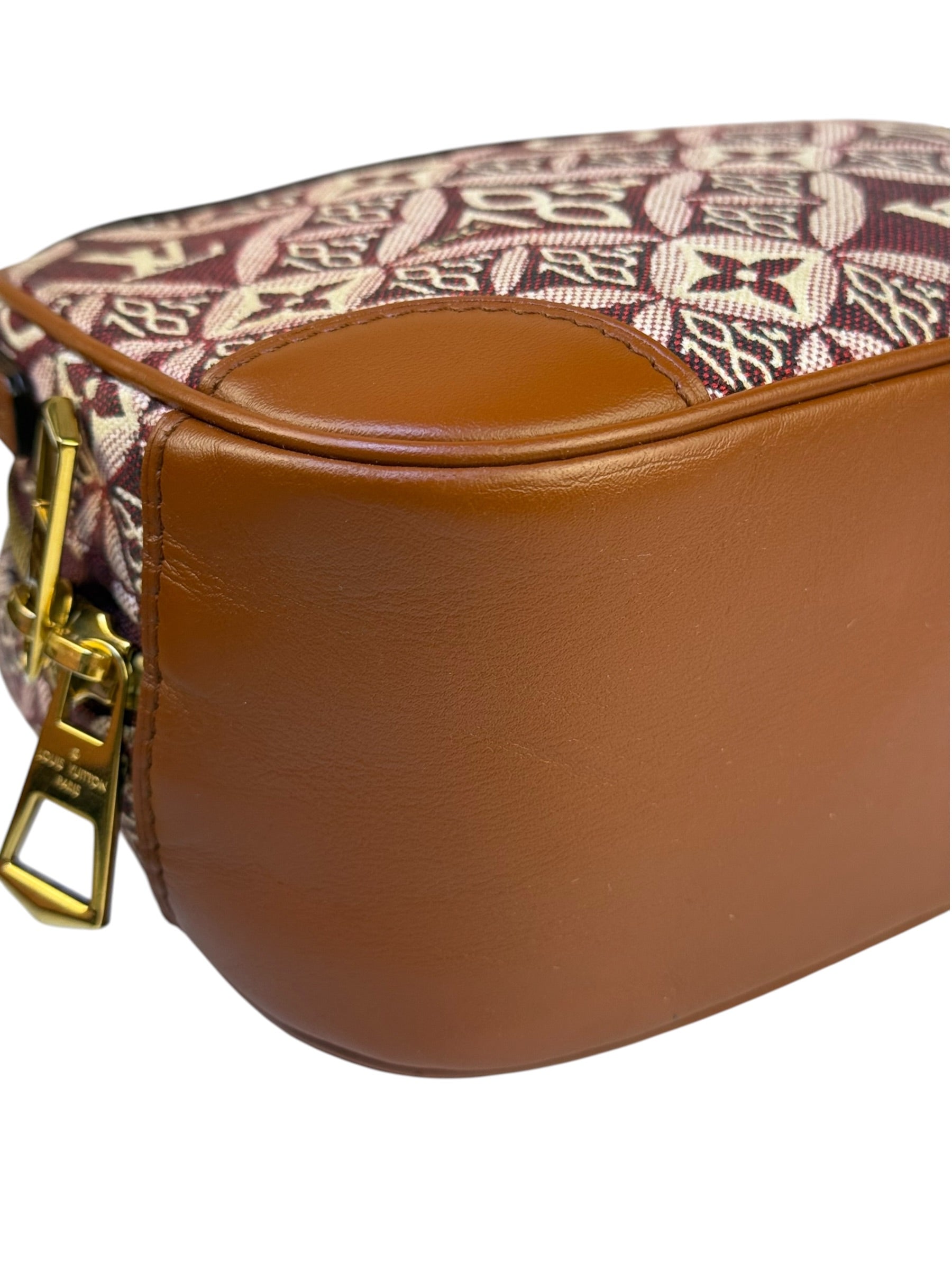 Louis Vuitton Burgundy/Brown Leather Trim Mini Deauville Crossbody Bag