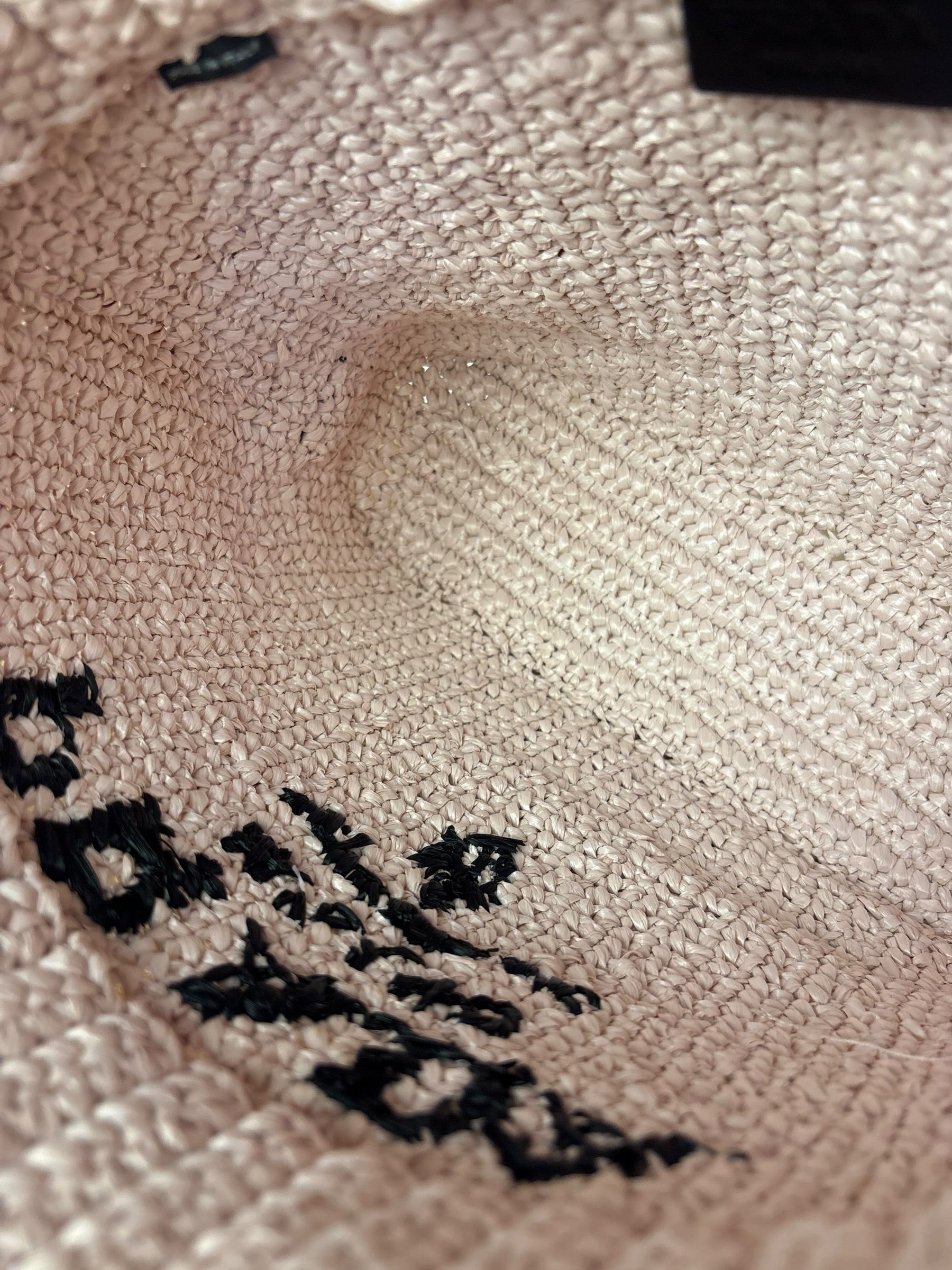 Prada Pink Raffia Woven Crochet Logo Tote Bag