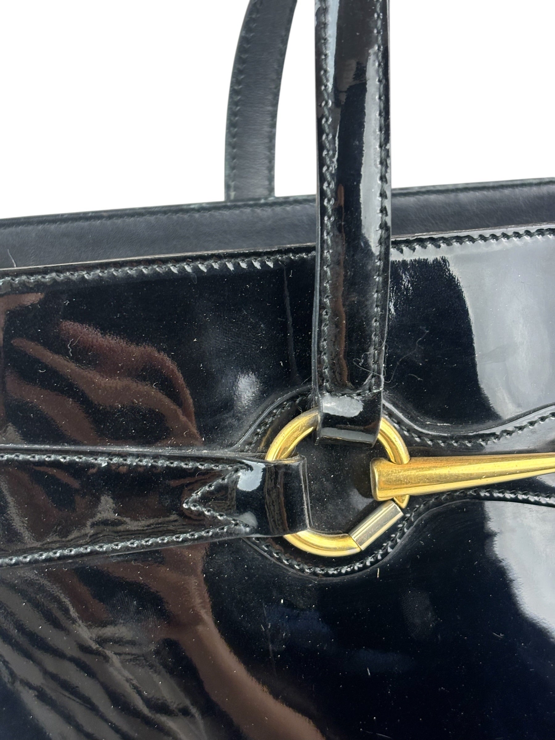 Gucci Vintage Black Patent Leather Tote