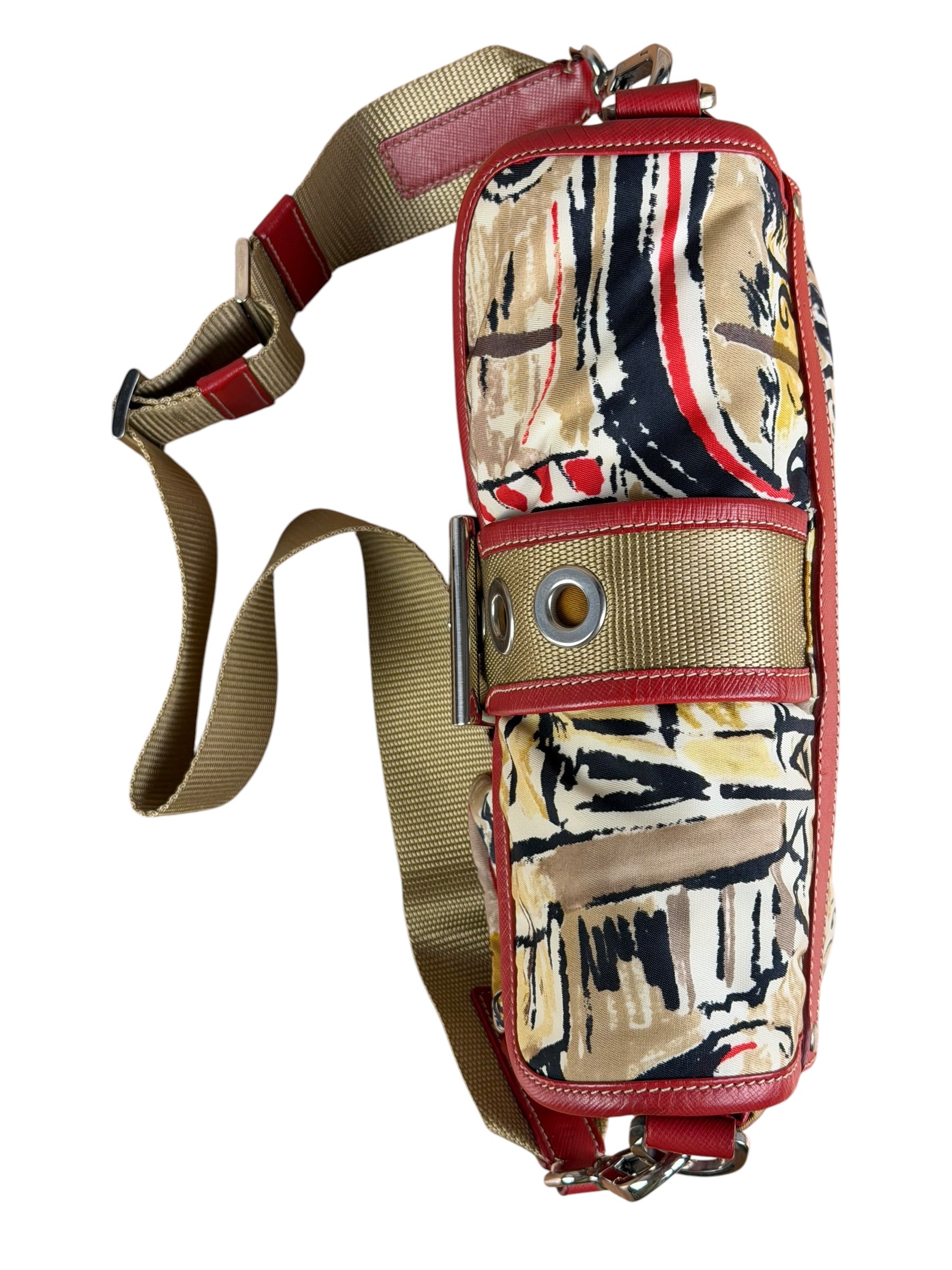 Prada Multicolor Nylon Leather Trim Shoulder Bag